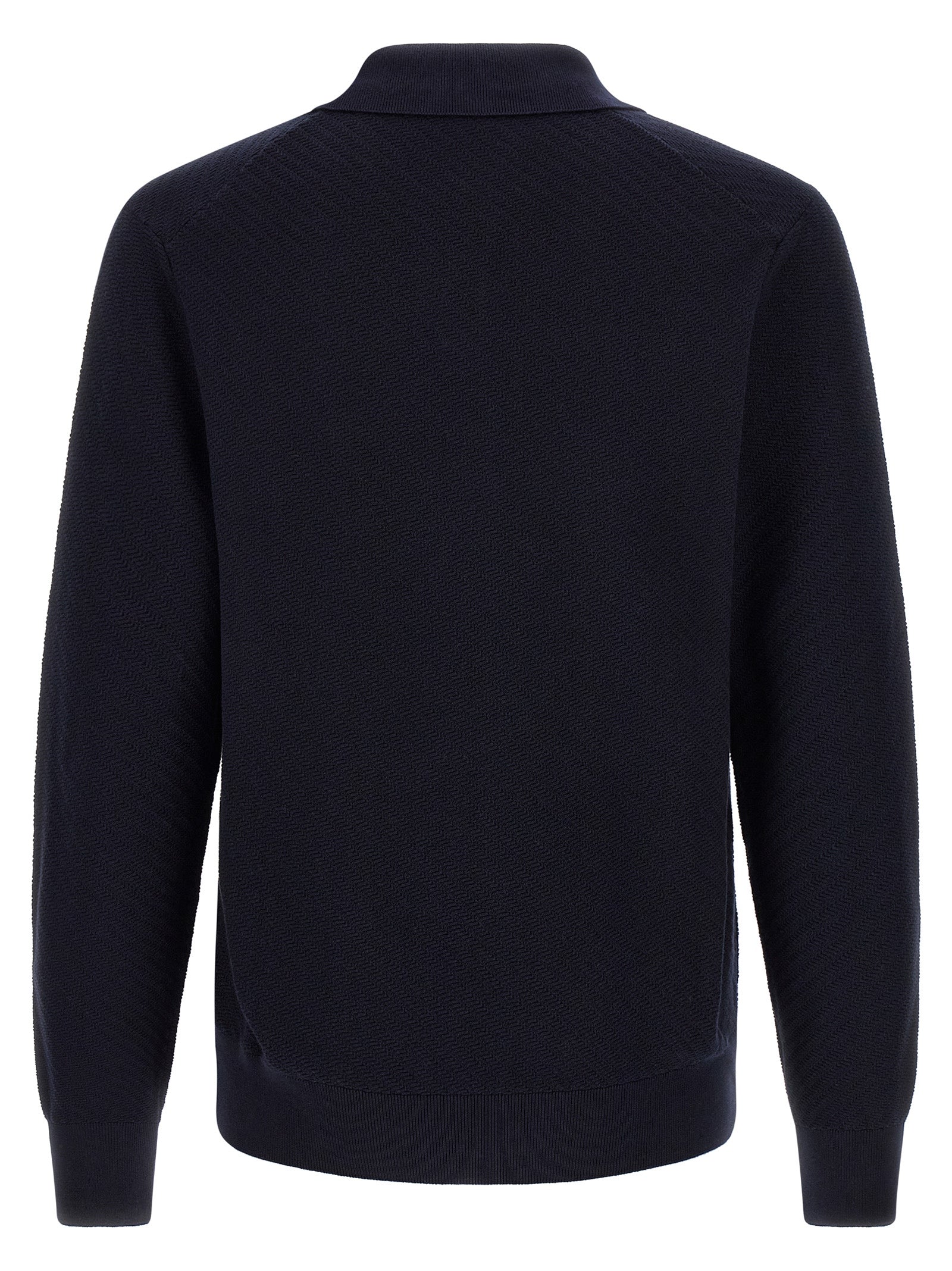 Chemise polo en coton bleu de la marque Hugo Boss, vêtement élégant pour homme avec col et boutons visibles.