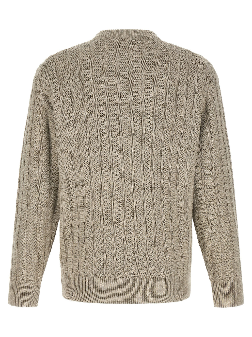 Cardigan en coton beige de la marque Hugo Boss, avec boutons et manches longues, porté sur un mannequin.