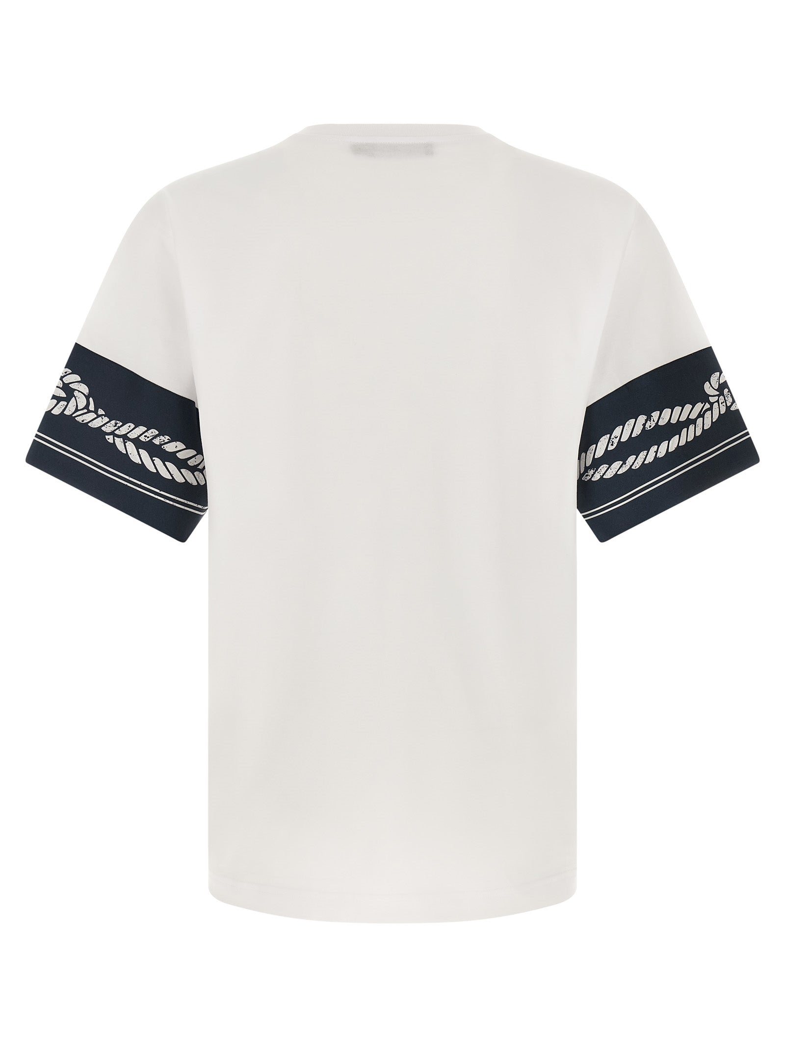 T-shirt en coton bleu Dolce & Gabbana avec logo discret, porté sur un mannequin, en vue de face.