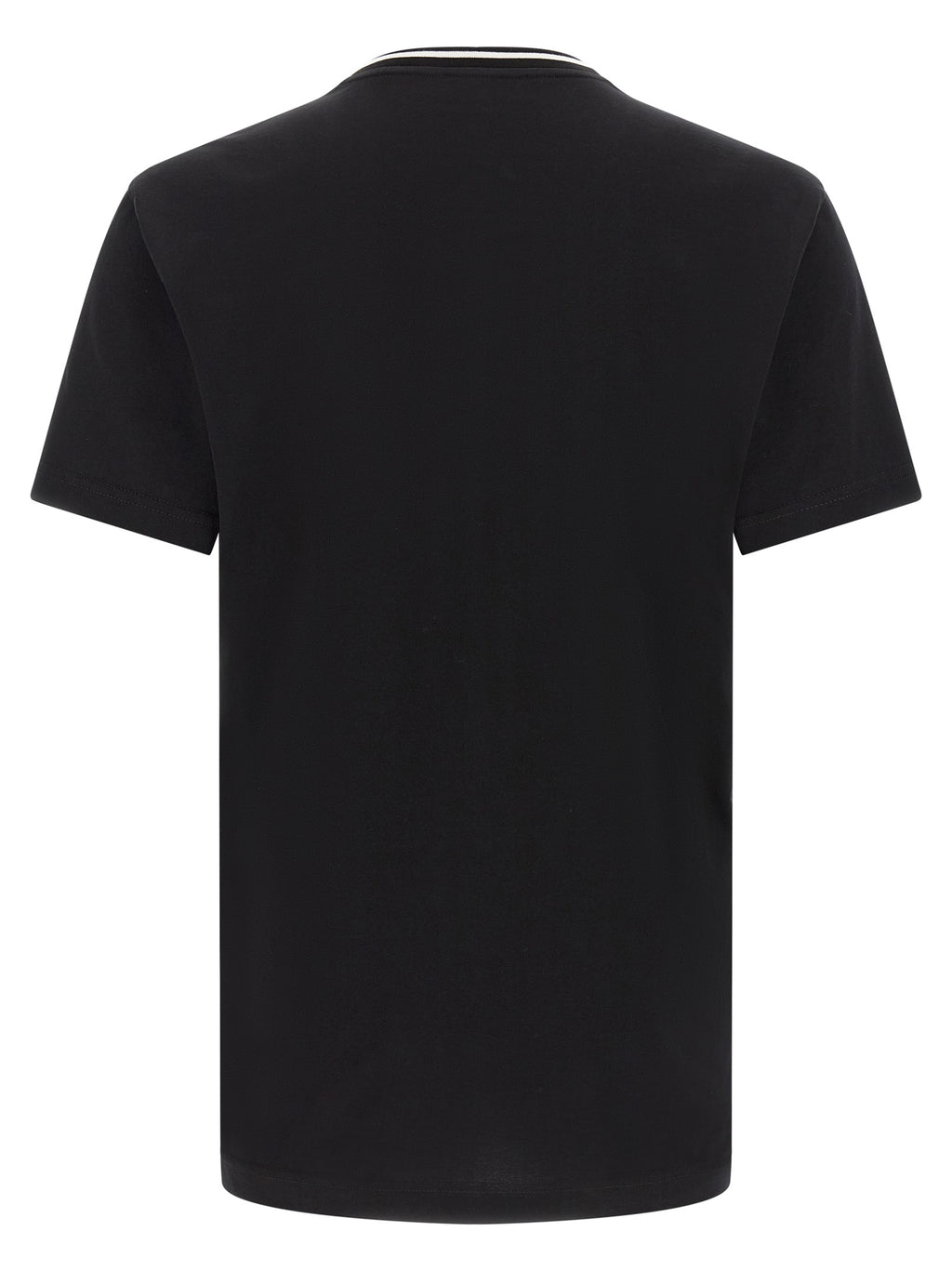 T-shirt en coton noir Dolce & Gabbana, coupe classique, visible sur un mannequin, détails simples et élégants.