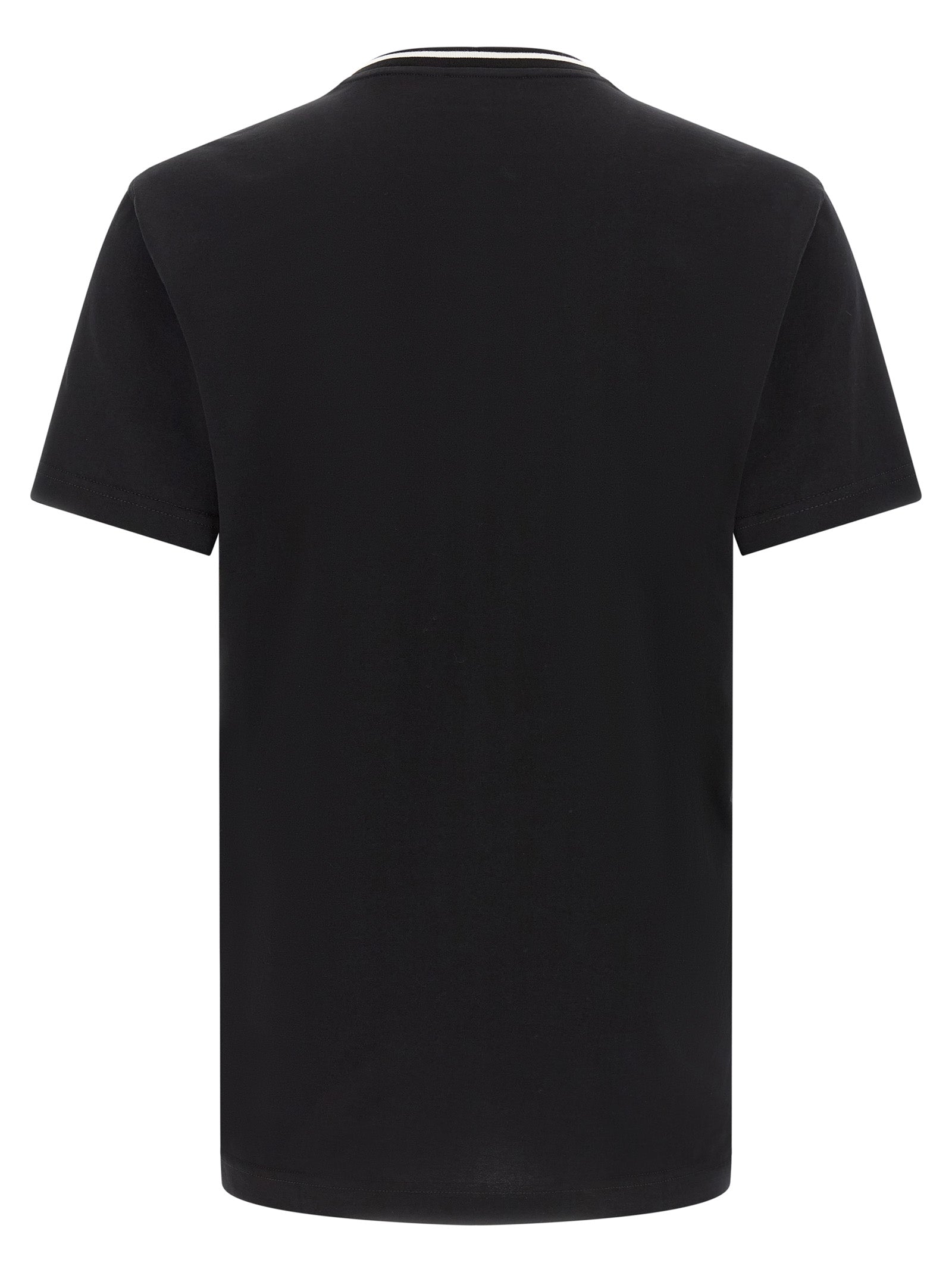 T-shirt en coton noir Dolce & Gabbana, coupe classique, visible sur un mannequin, détails simples et élégants.