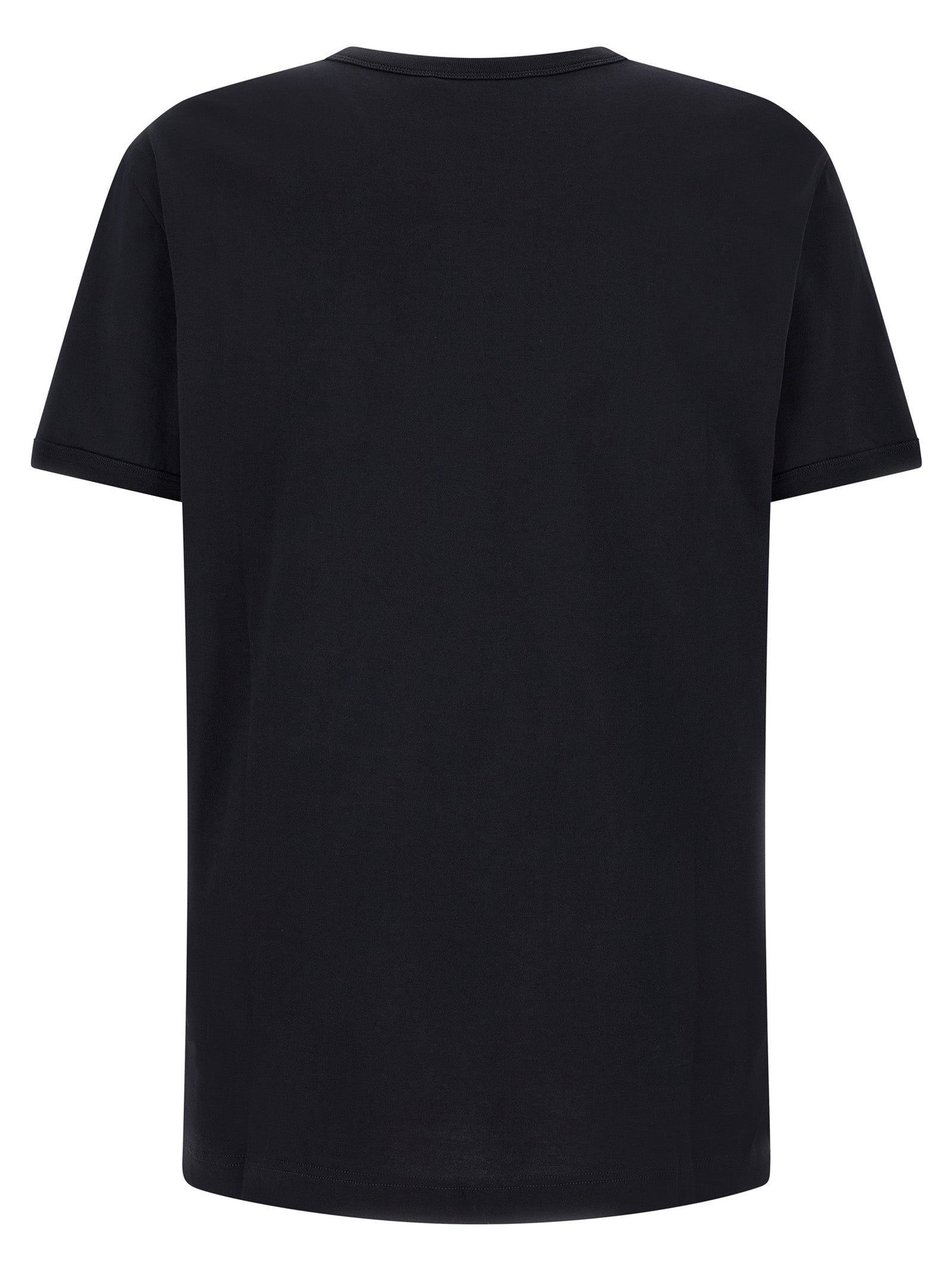 T-shirt en coton bleu Dolce & Gabbana, coupe classique, logo discret sur la poitrine, vue de face.