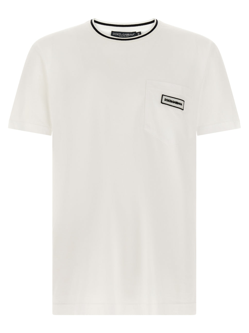 T-shirt blanc en coton de Dolce & Gabbana, mode homme, vue de face, tissu doux et confortable, logo Dolce & Gabbana visible.