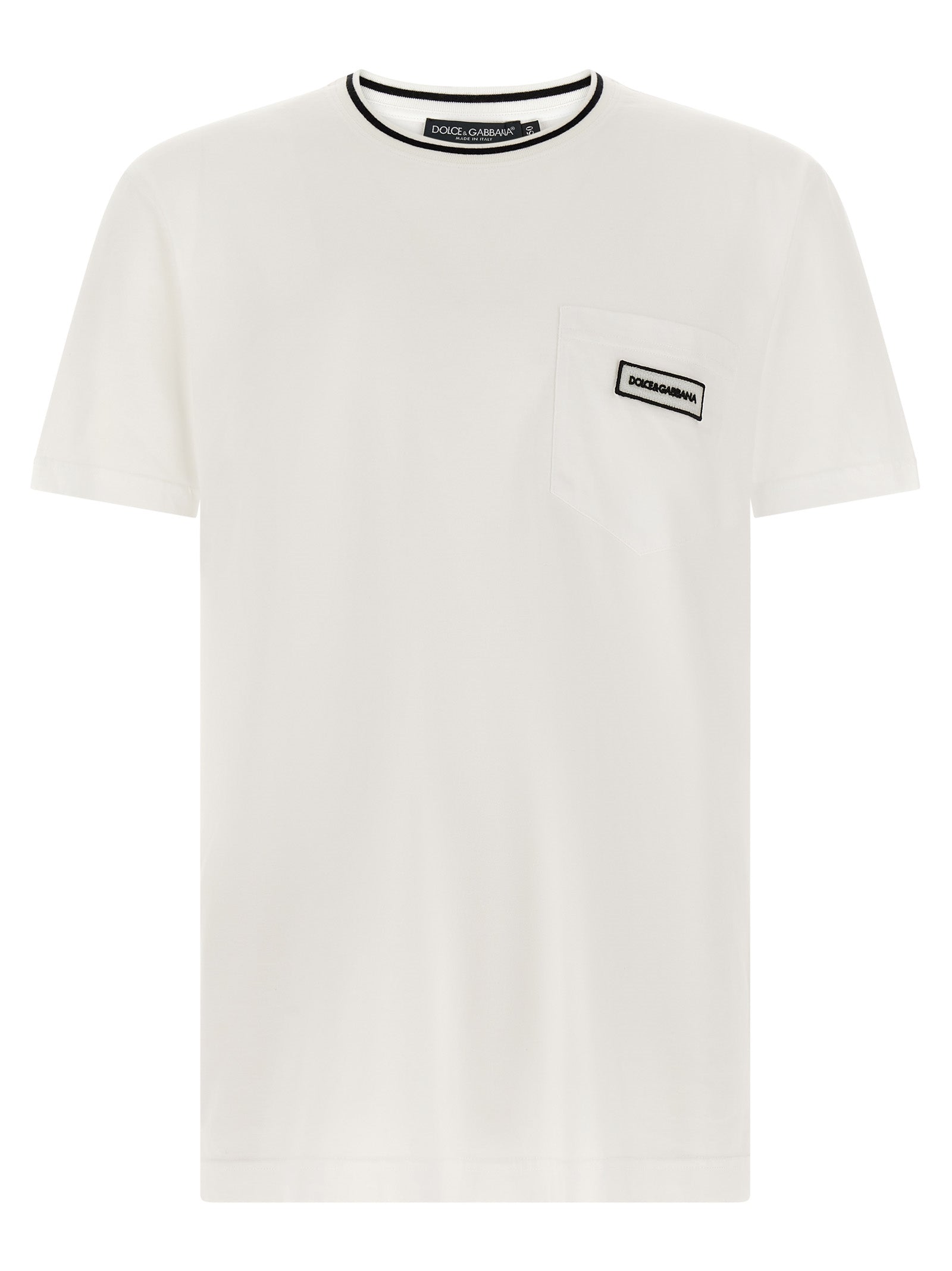 T-shirt blanc en coton de Dolce & Gabbana, mode homme, vue de face, tissu doux et confortable, logo Dolce & Gabbana visible.