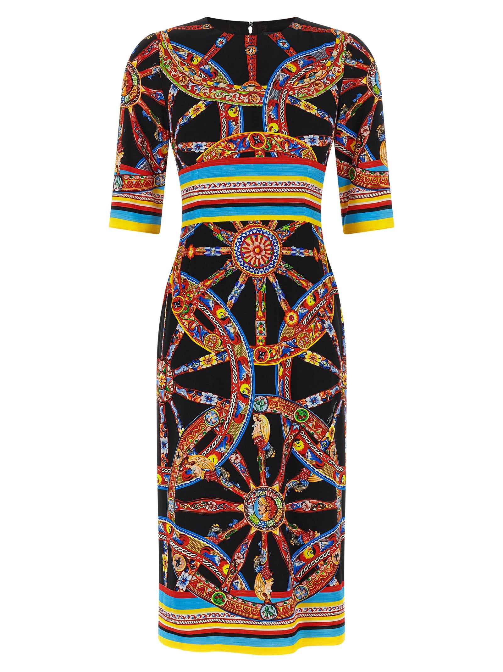 Dolce & Gabbana Seiden-Midikleid in Multicolor
