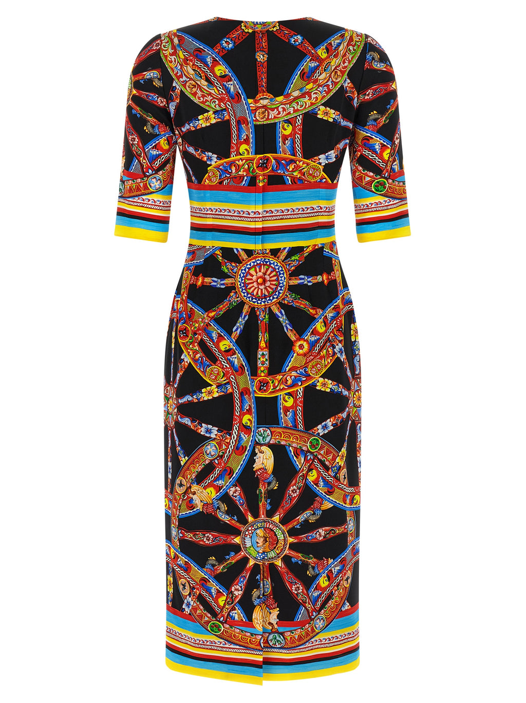 Dolce & Gabbana Seiden-Midikleid in Multicolor
