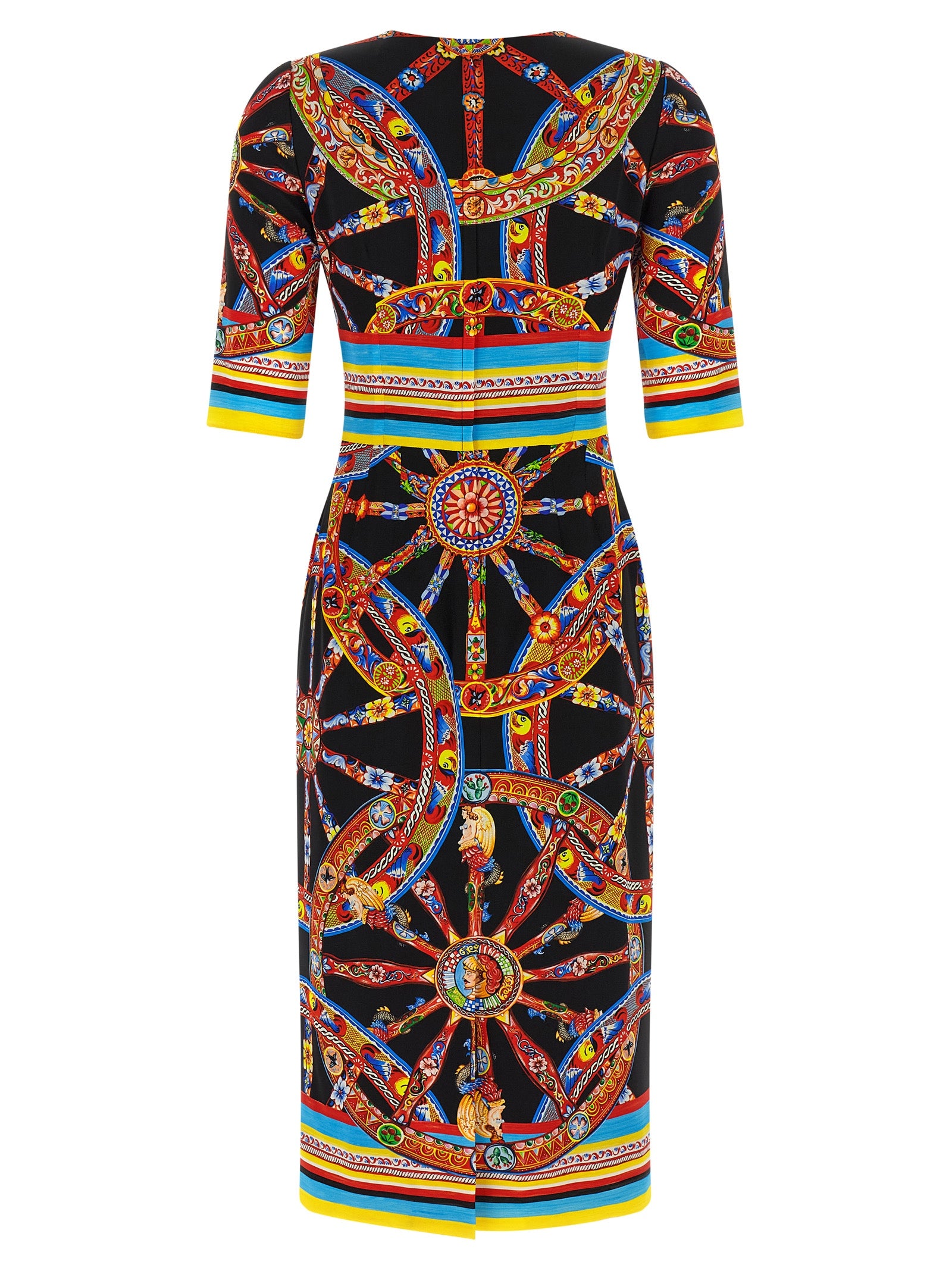 Dolce & Gabbana Seiden-Midikleid in Multicolor