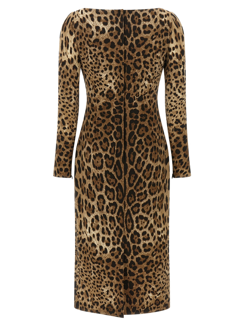 Robe midi en viscose marron de Dolce & Gabbana, élégante et fluide, avec détails sophistiqués et coupe flatteuse.