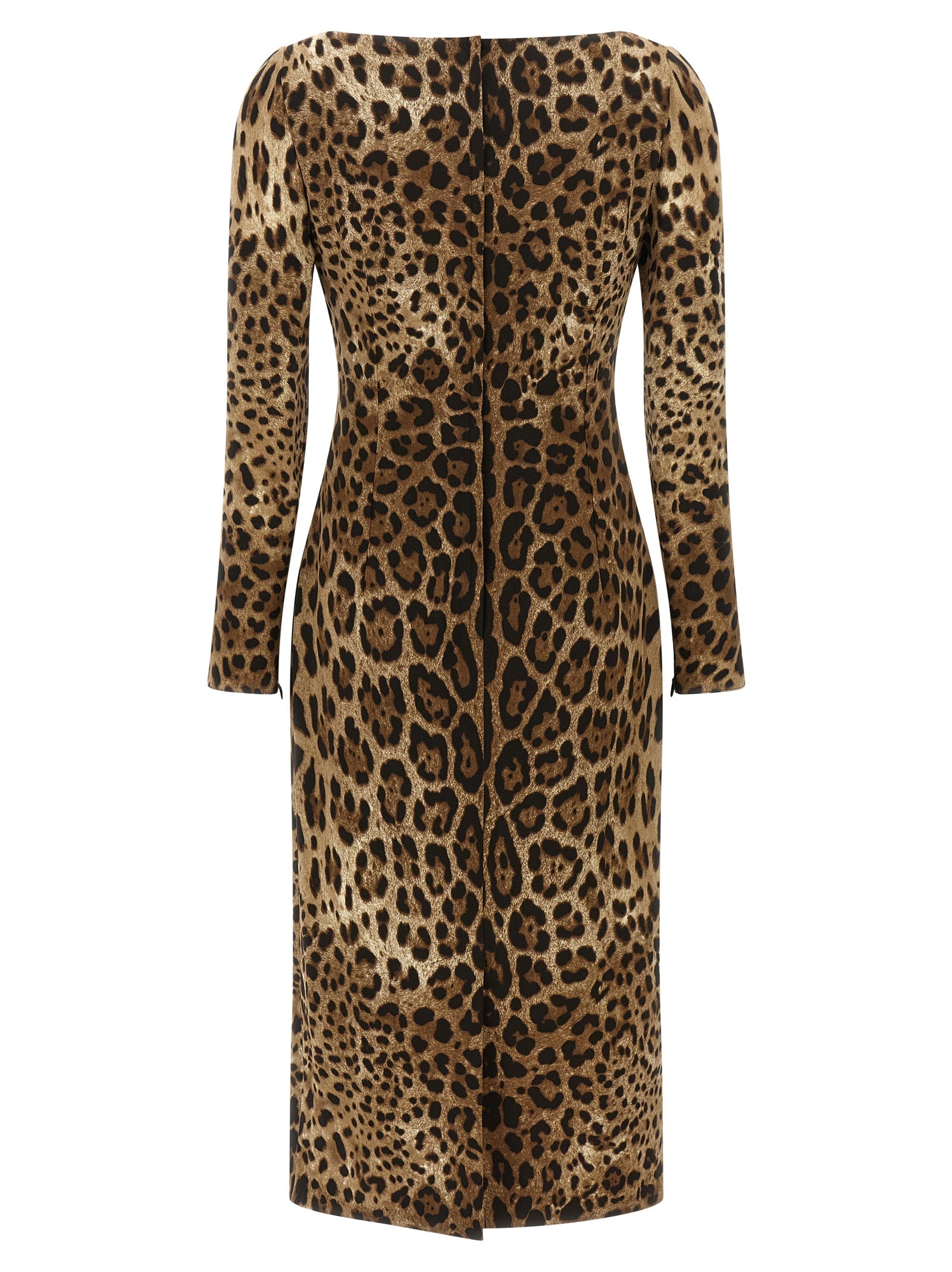 Robe midi en viscose marron de Dolce & Gabbana, élégante et fluide, avec détails sophistiqués et coupe flatteuse.
