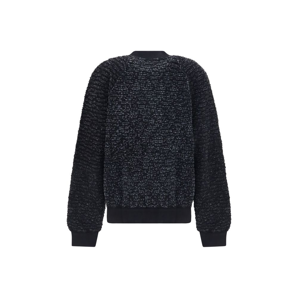 Veste bomber noire en viscose de la marque Balmain, vue de face avec détails de style moderne et élégance.
