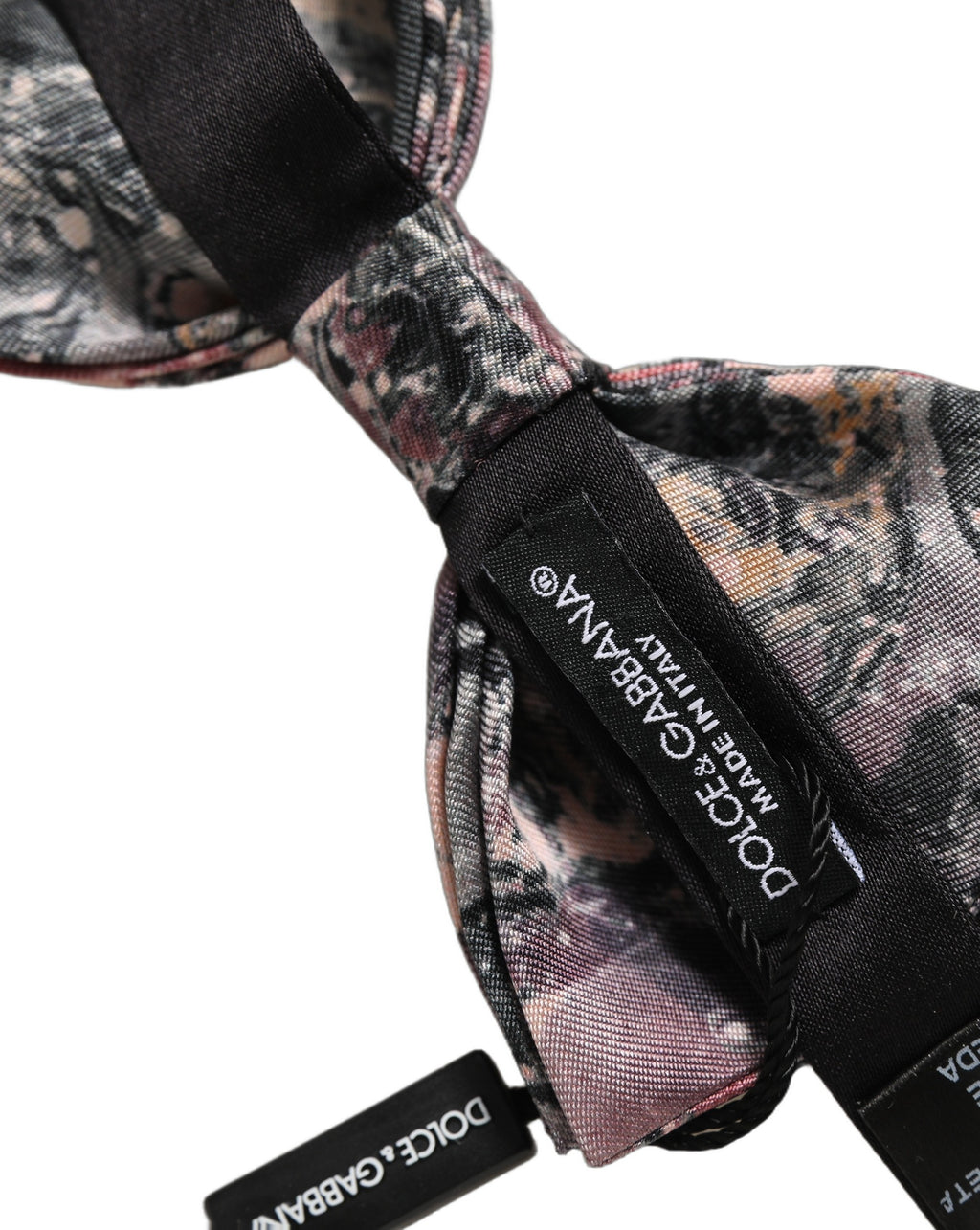 Dolce & Gabbana Multicolor Marble Silk Adjustable Neck Papillon Bow Tie