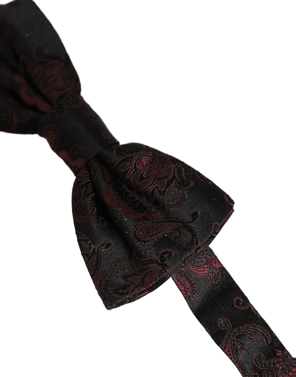 Dolce & Gabbana Burgundy Paisley Silk Adjustable Neck Papillon Bow Tie
