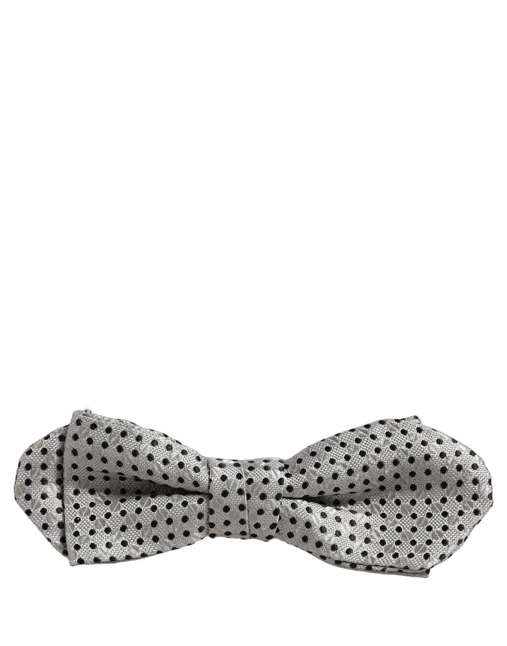 Dolce & Gabbana Men Silver Black Polka Dot Adjustable Neck Papillon Bow Tie