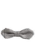Dolce & Gabbana Men Silver Black Polka Dot Adjustable Neck Papillon Bow Tie