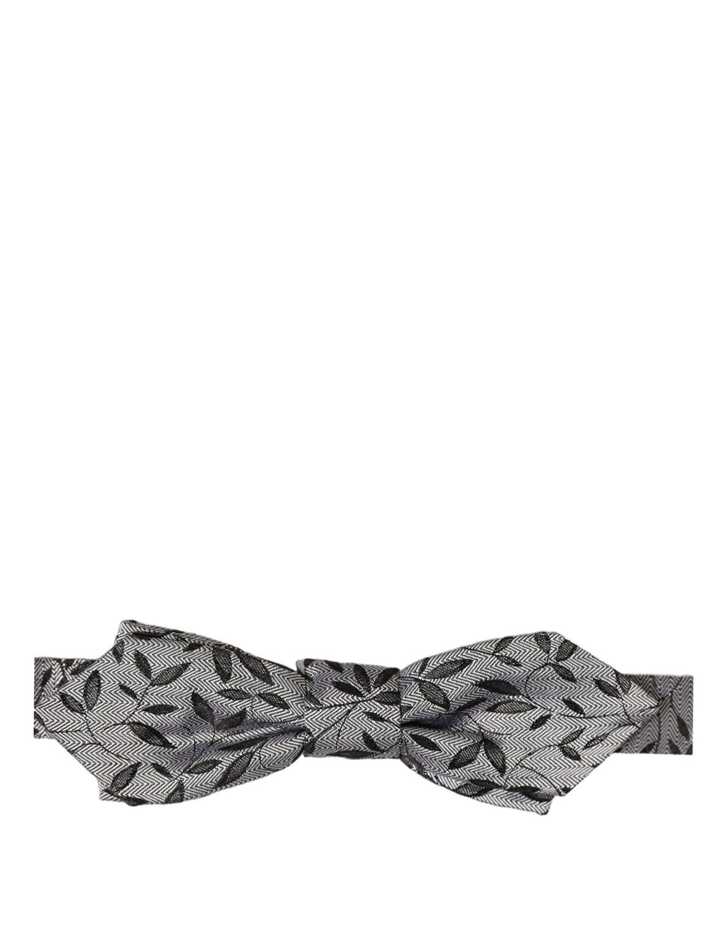 Dolce & Gabbana Men Gray Abstract Silk Adjustable Neck Papillon Bow Tie