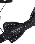 Dolce & Gabbana Dark Blue White Polka Dot Adjustable Neck Papillon Bow Tie