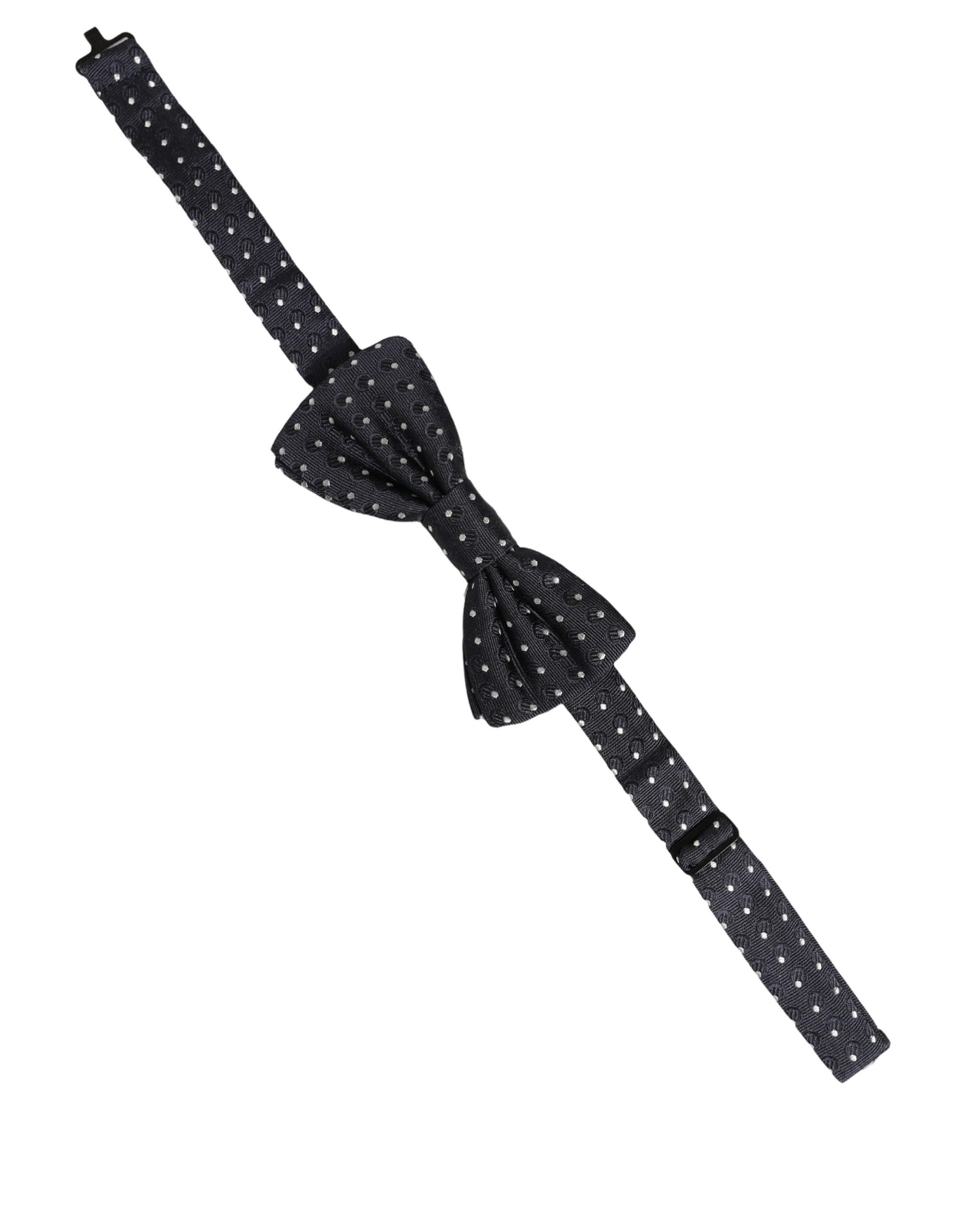 Dolce & Gabbana Dark Blue White Polka Dot Adjustable Neck Papillon Bow Tie