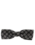 Dolce & Gabbana Dark Gray White Geometric Silk Adjustable Neck Papillon Bow Tie