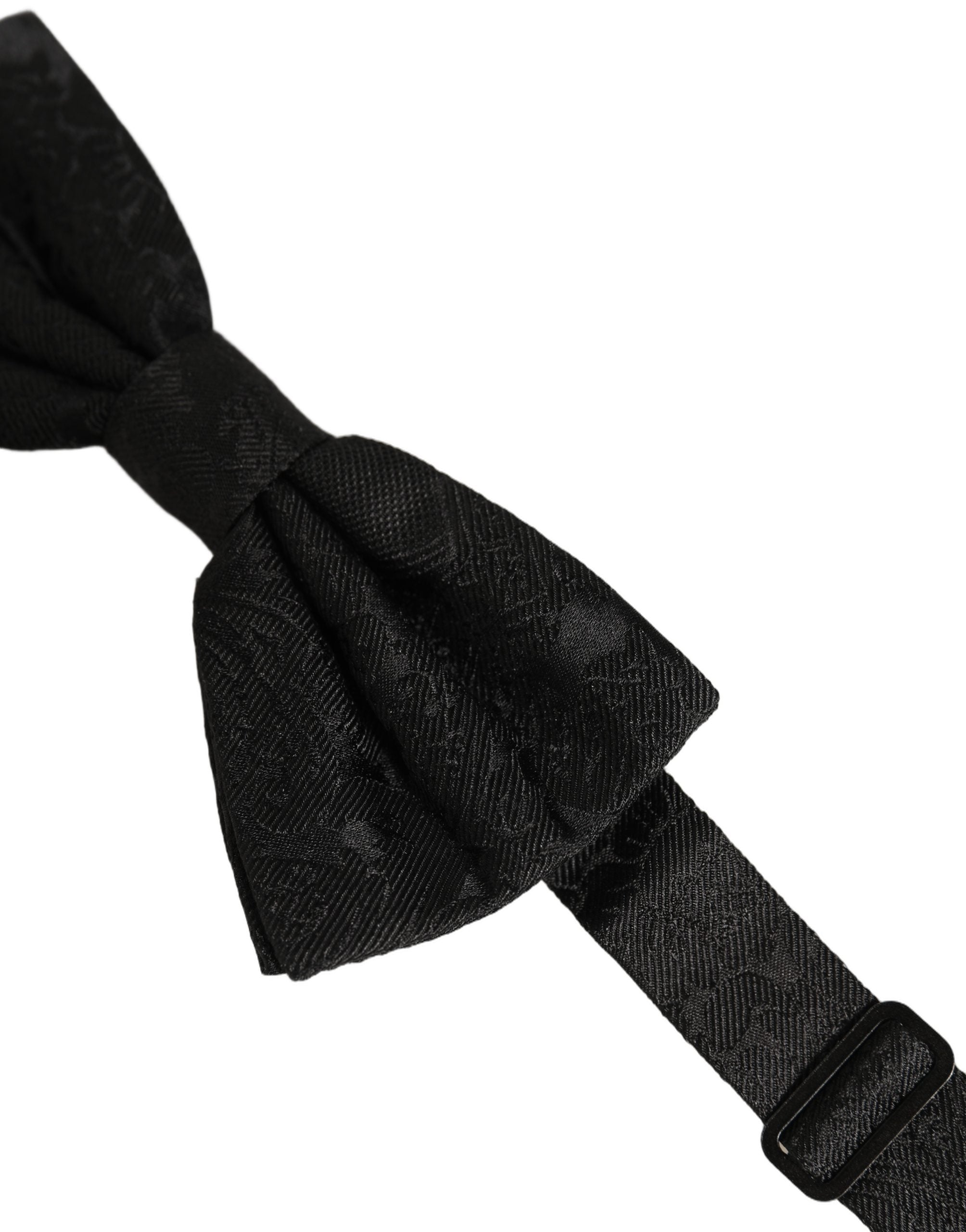 Dolce & Gabbana Men Dark Gray Paisley Silk Adjustable Neck Papillon Bow Tie