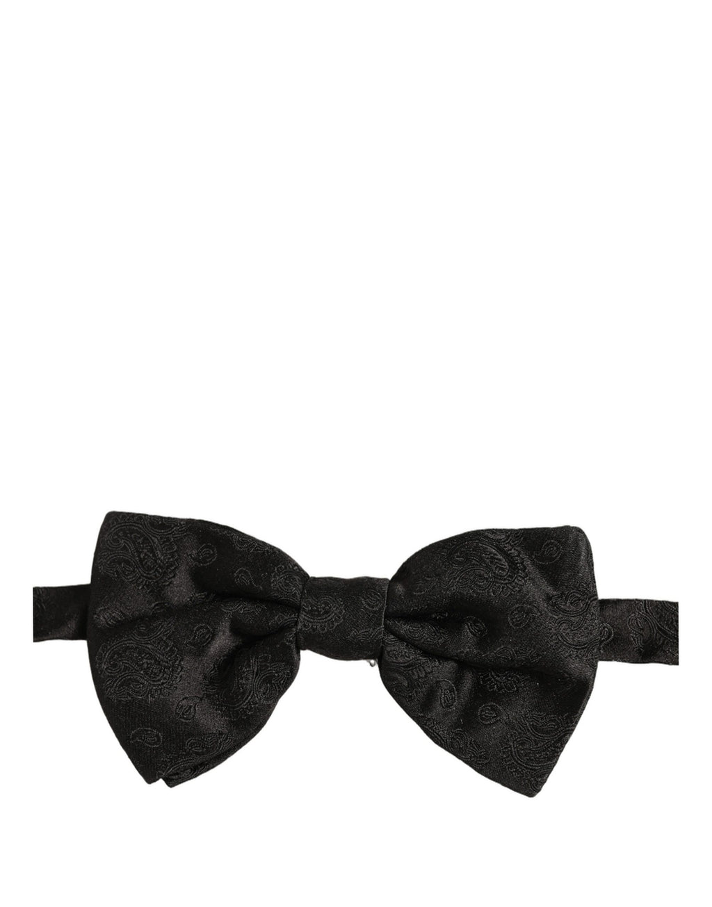 Dolce & Gabbana Men Black Paisley Silk Adjustable Neck Papillon Bow Tie