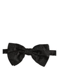 Dolce & Gabbana Men Black Paisley Silk Adjustable Neck Papillon Bow Tie