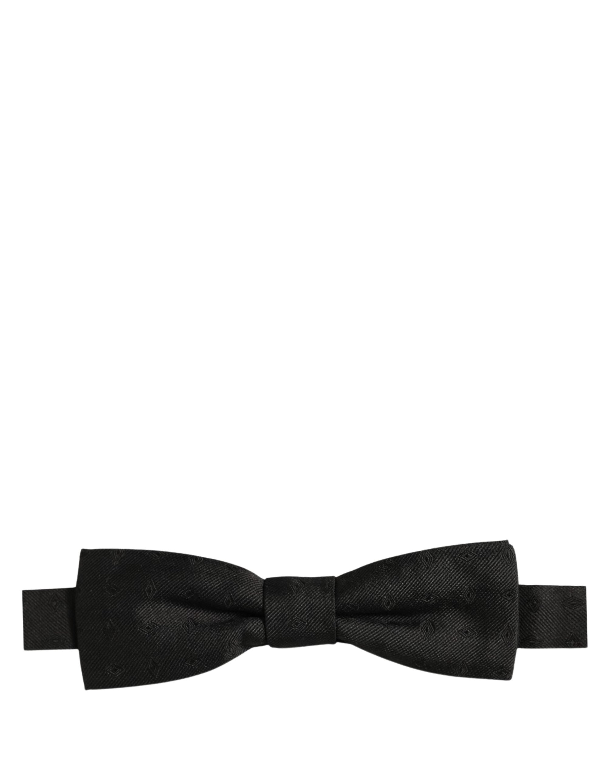Dolce & Gabbana Men Dark Gray 100% Silk Adjustable Neck Papillon Bow Tie