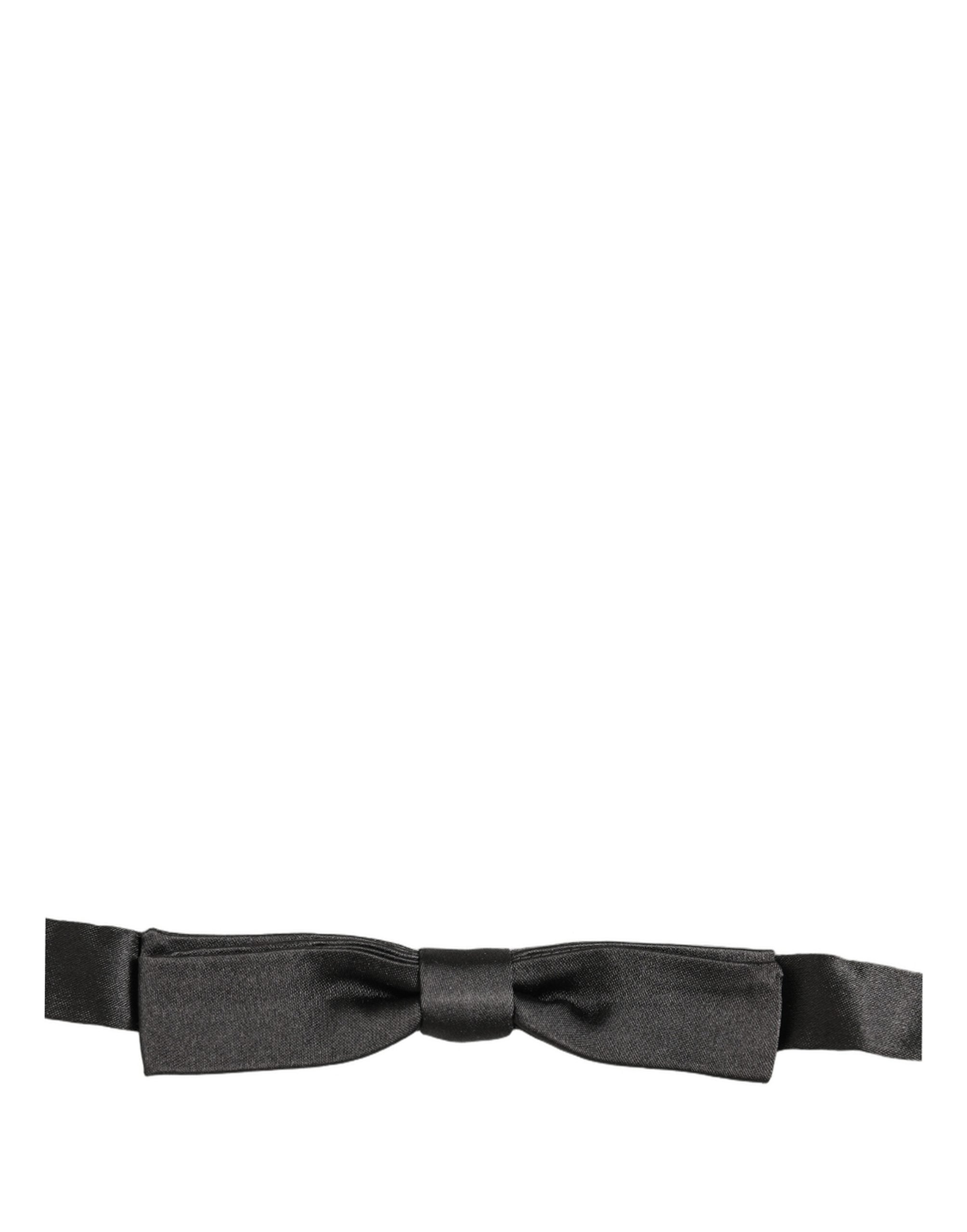 Dolce & Gabbana Men Dark Gray 100% Silk Adjustable Neck Papillon Bow Tie