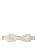 Dolce & Gabbana Men Off White Silk Adjustable Neck Papillon Bow Tie