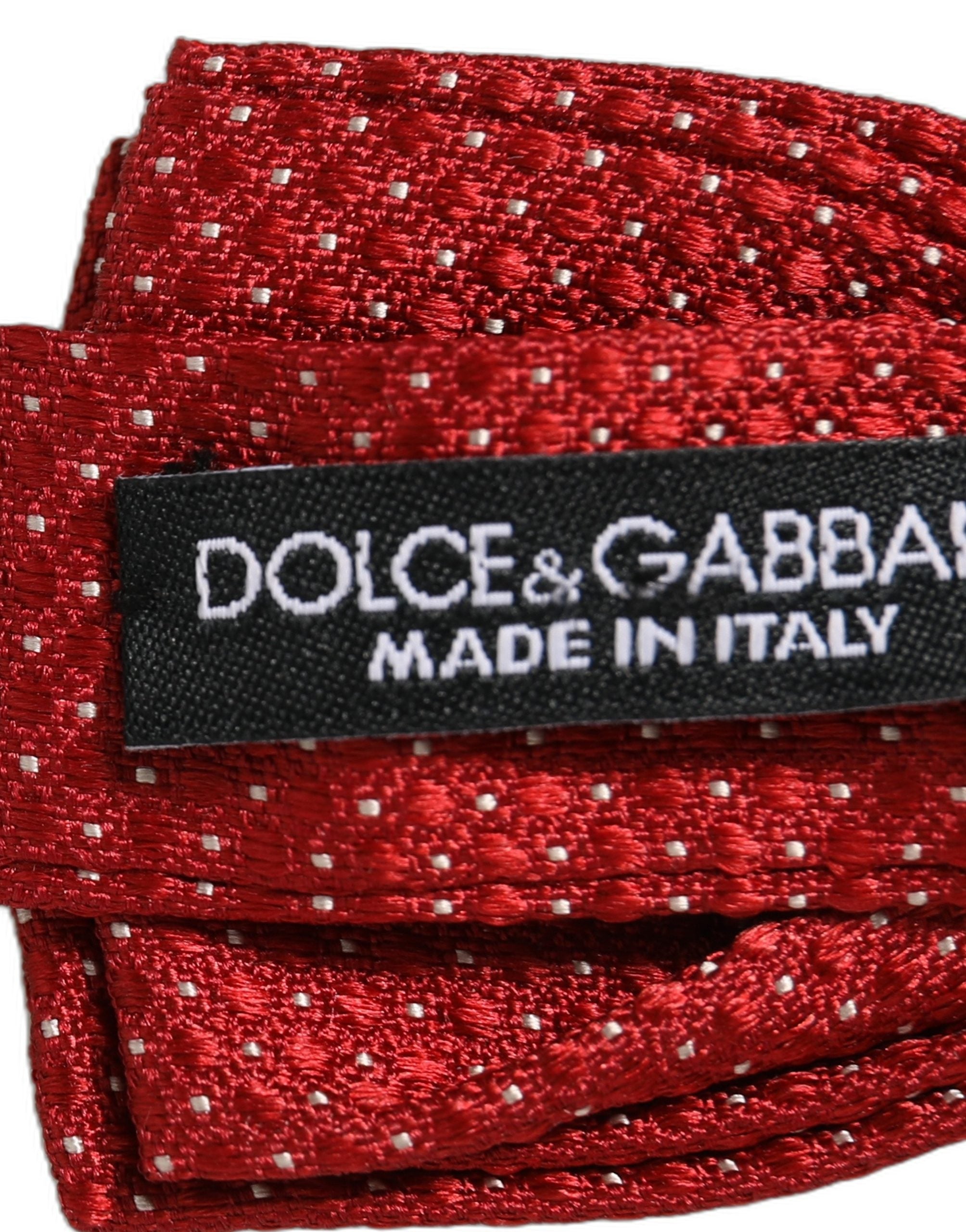 Dolce & Gabbana Men Red Polka Dot Silk Adjustable Neck Papillon Bow Tie