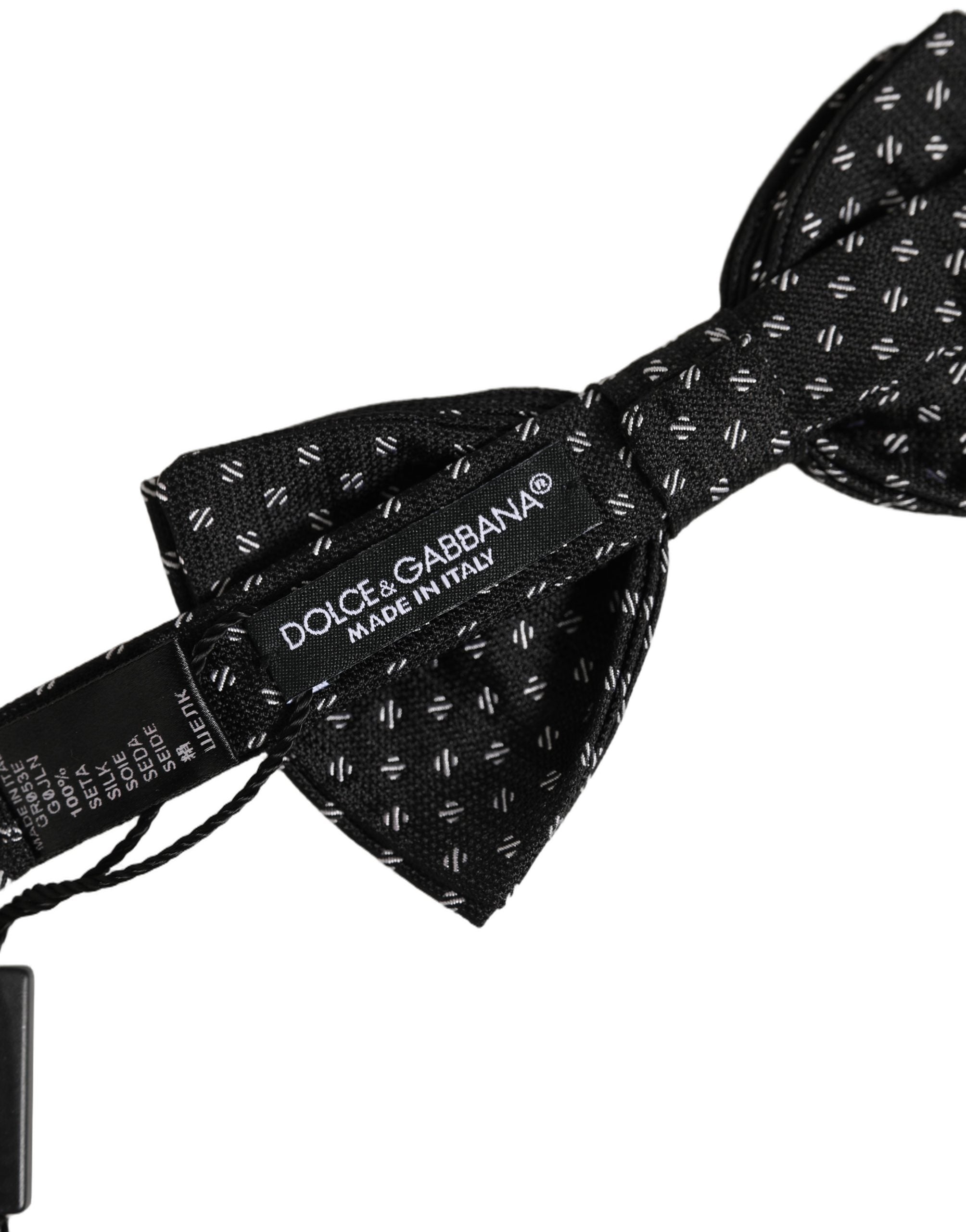 Dolce & Gabbana Men Dark Gray Patterned Adjustable Neck Papillon Bow Tie