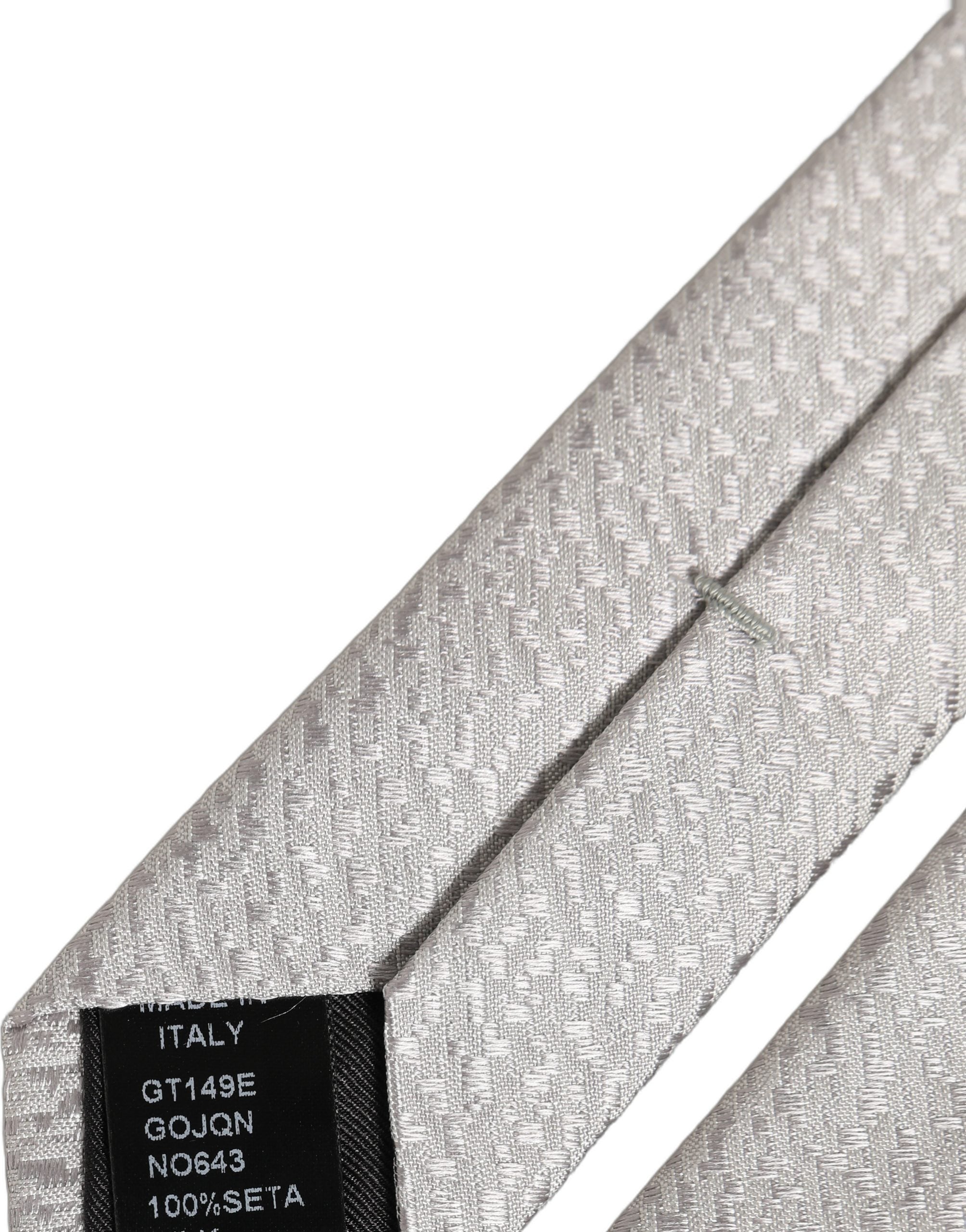 Dolce & Gabbana Men Gray 100% Silk Textured Adjustable Tied Necktie Tie