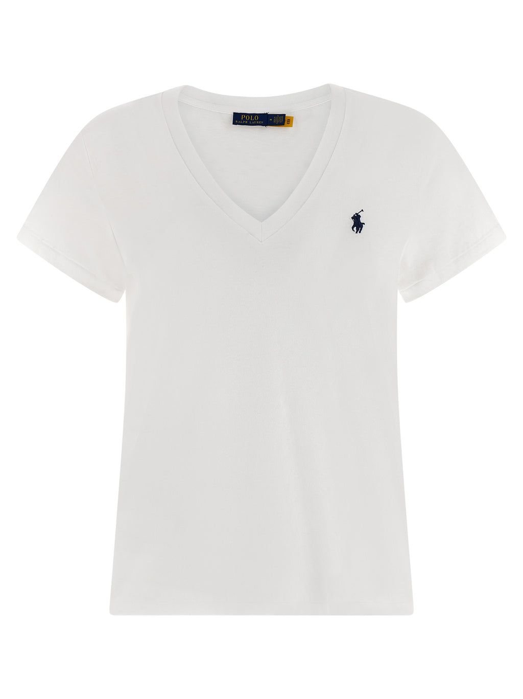 T-shirt blanc en coton de Polo Ralph Lauren, vue de face avec col ras du cou et logo brodé sur la poitrine.