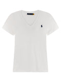 T-shirt blanc en coton de Polo Ralph Lauren, vue de face avec col ras du cou et logo brodé sur la poitrine.