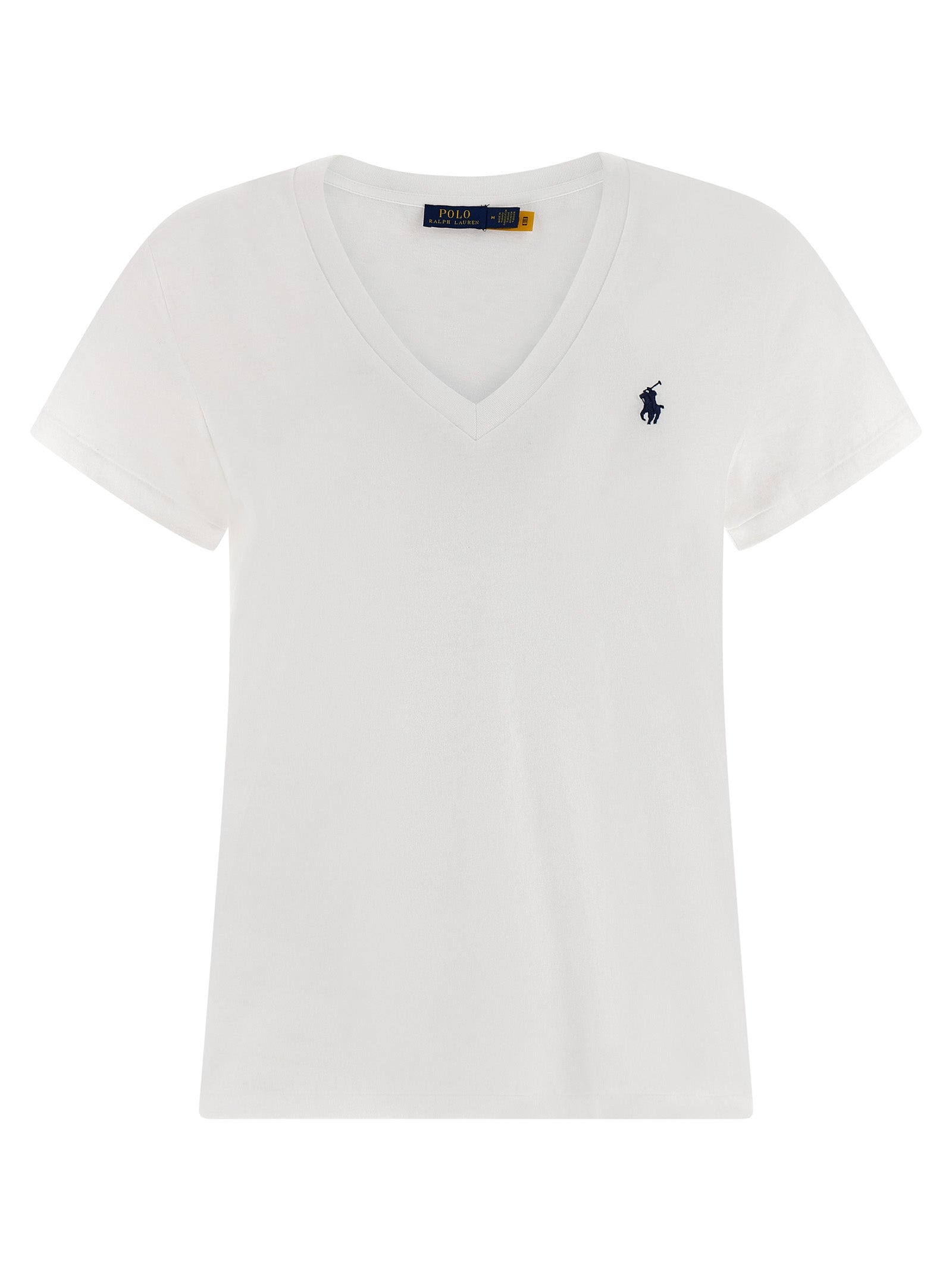 T-shirt blanc en coton de Polo Ralph Lauren, vue de face avec col ras du cou et logo brodé sur la poitrine.
