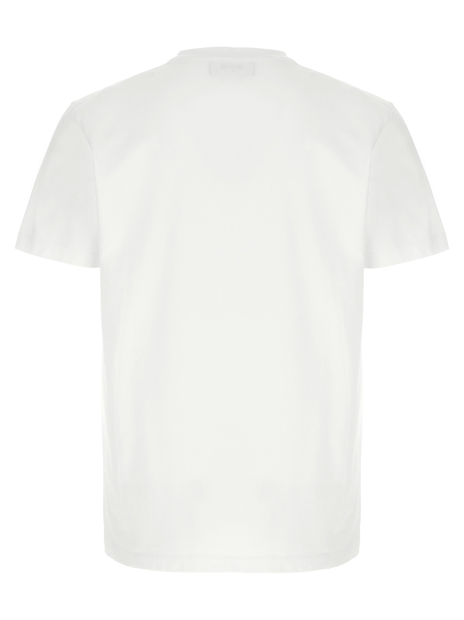 T-shirt blanc en coton de la marque Dsquared², coupe classique et logo visible au centre sur fond blanc.