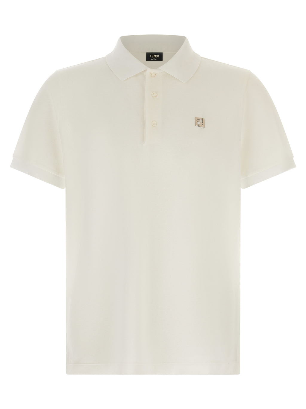 Chemise polo blanche en coton de la marque Fendi, détail classique et tissu doux visible sur l'image.
