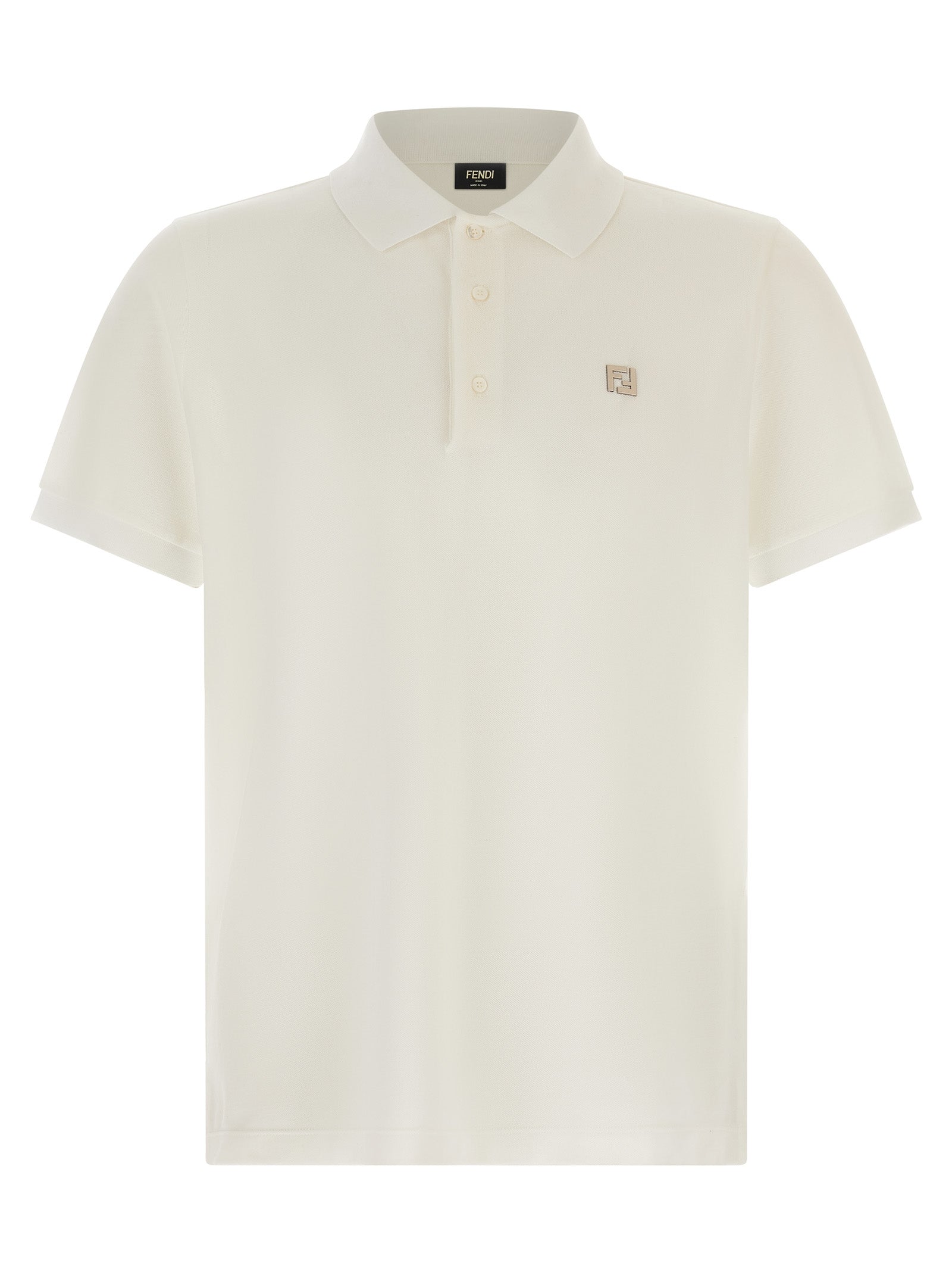 Chemise polo blanche en coton de la marque Fendi, détail classique et tissu doux visible sur l'image.