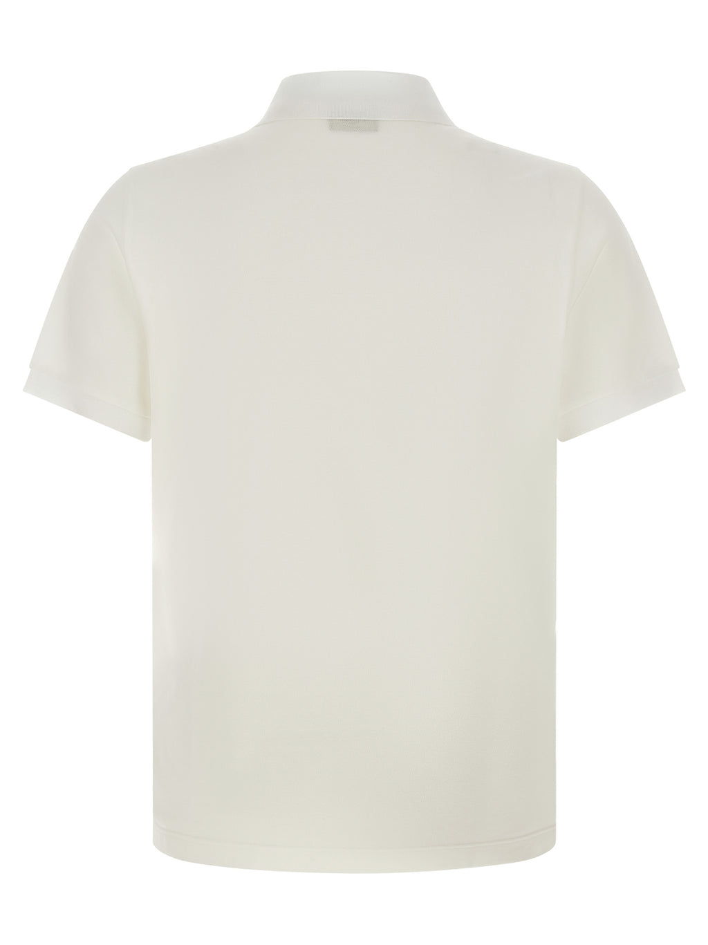 Chemise polo blanche en coton de la marque Fendi, vue en gros plan avec col et logo visibles.