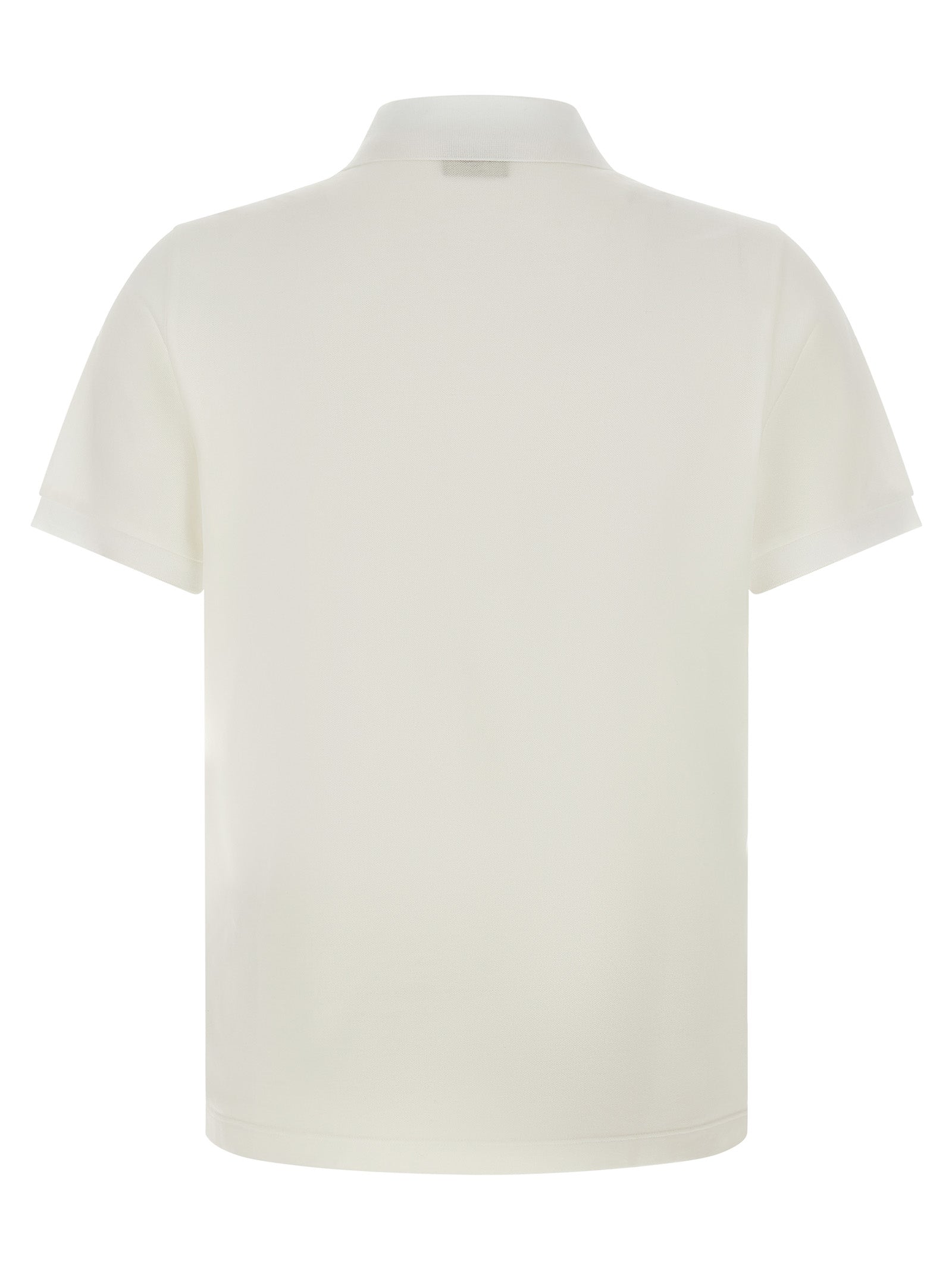 Chemise polo blanche en coton de la marque Fendi, vue en gros plan avec col et logo visibles.
