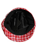 Dolce & Gabbana Red White Tweed Textured Baker Boy Capello Hat