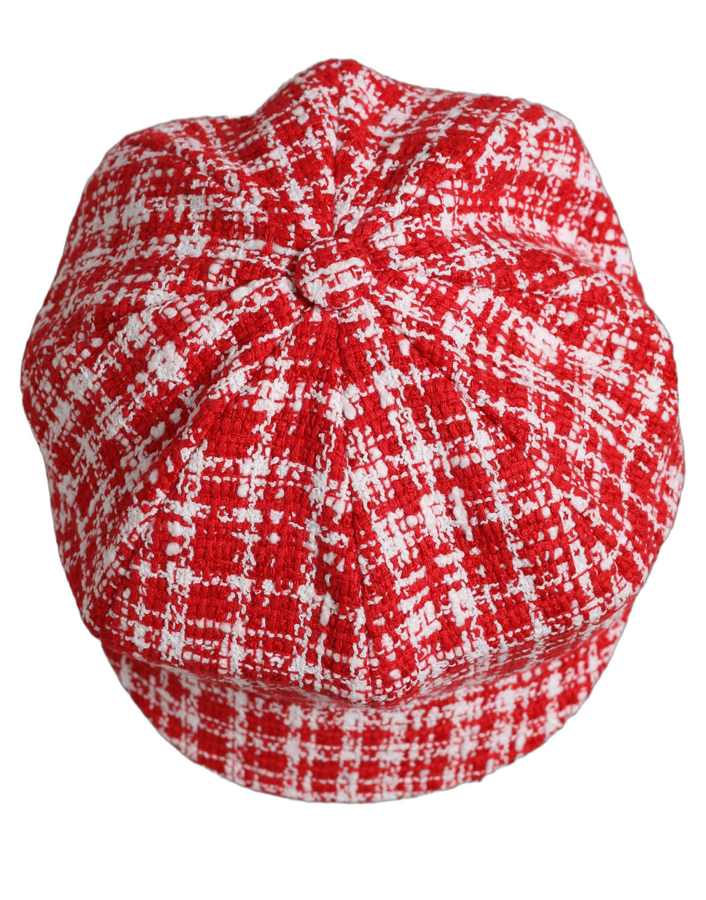 Dolce & Gabbana Red White Tweed Textured Baker Boy Capello Hat