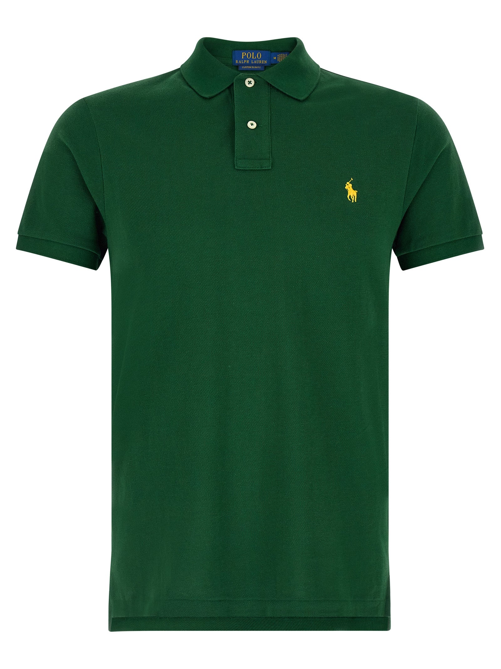 Chemise polo Ralph Lauren bicolore en coton avec col et boutons, vue de face.