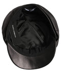 Dolce & Gabbana Black Lambskin Leather Newsboy Capello Hat