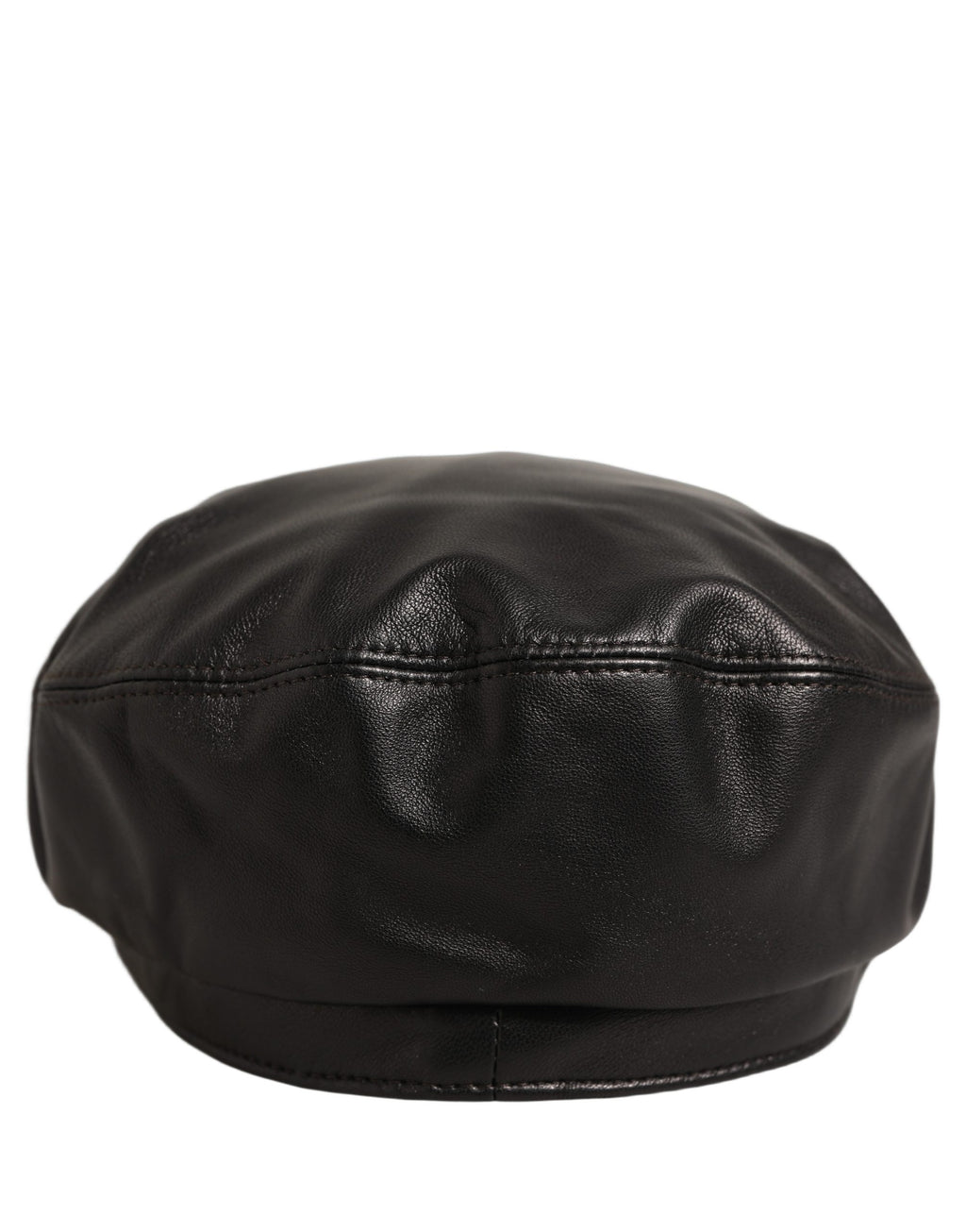 Dolce & Gabbana Black Lambskin Leather Newsboy Capello Hat