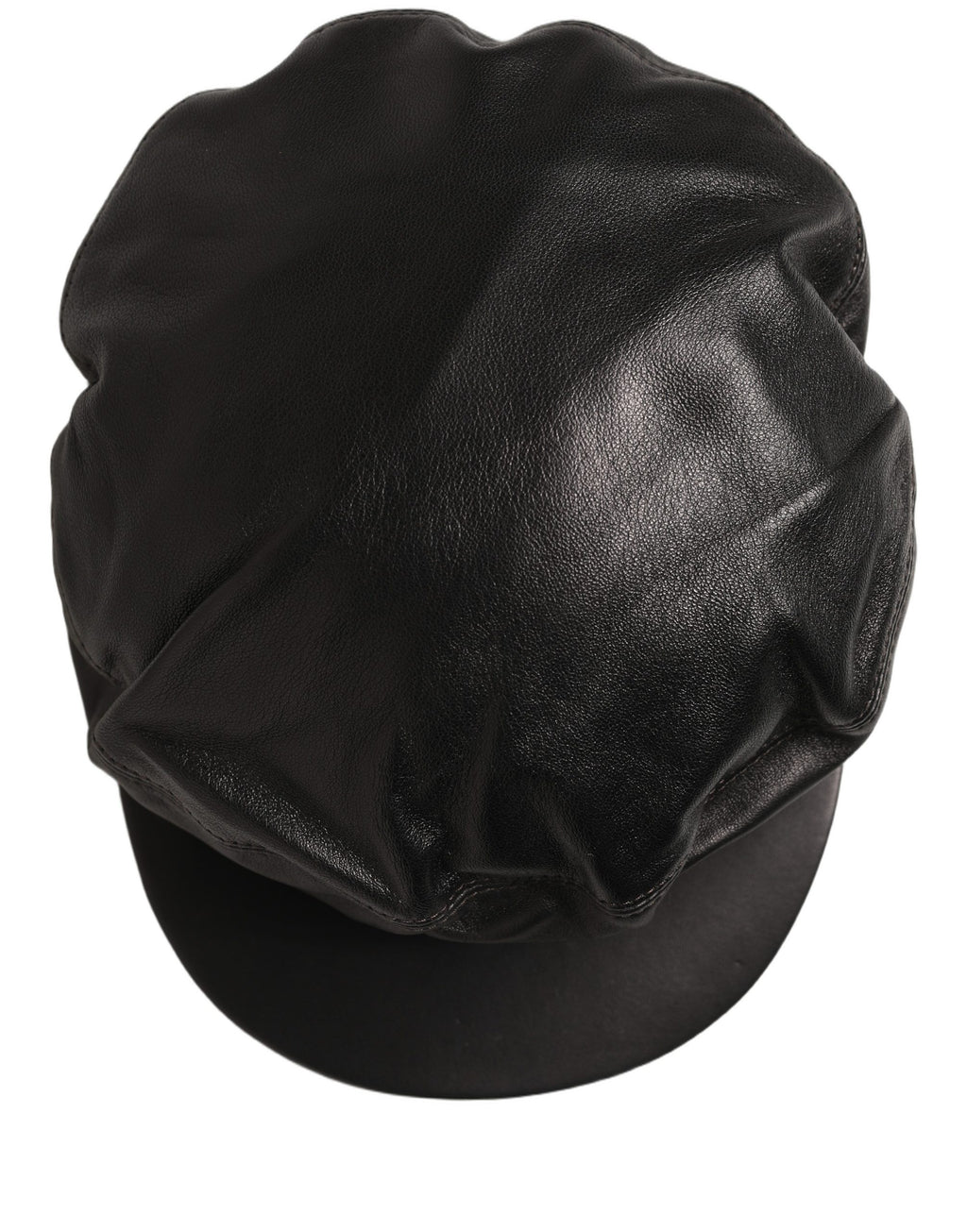 Dolce & Gabbana Black Lambskin Leather Newsboy Capello Hat
