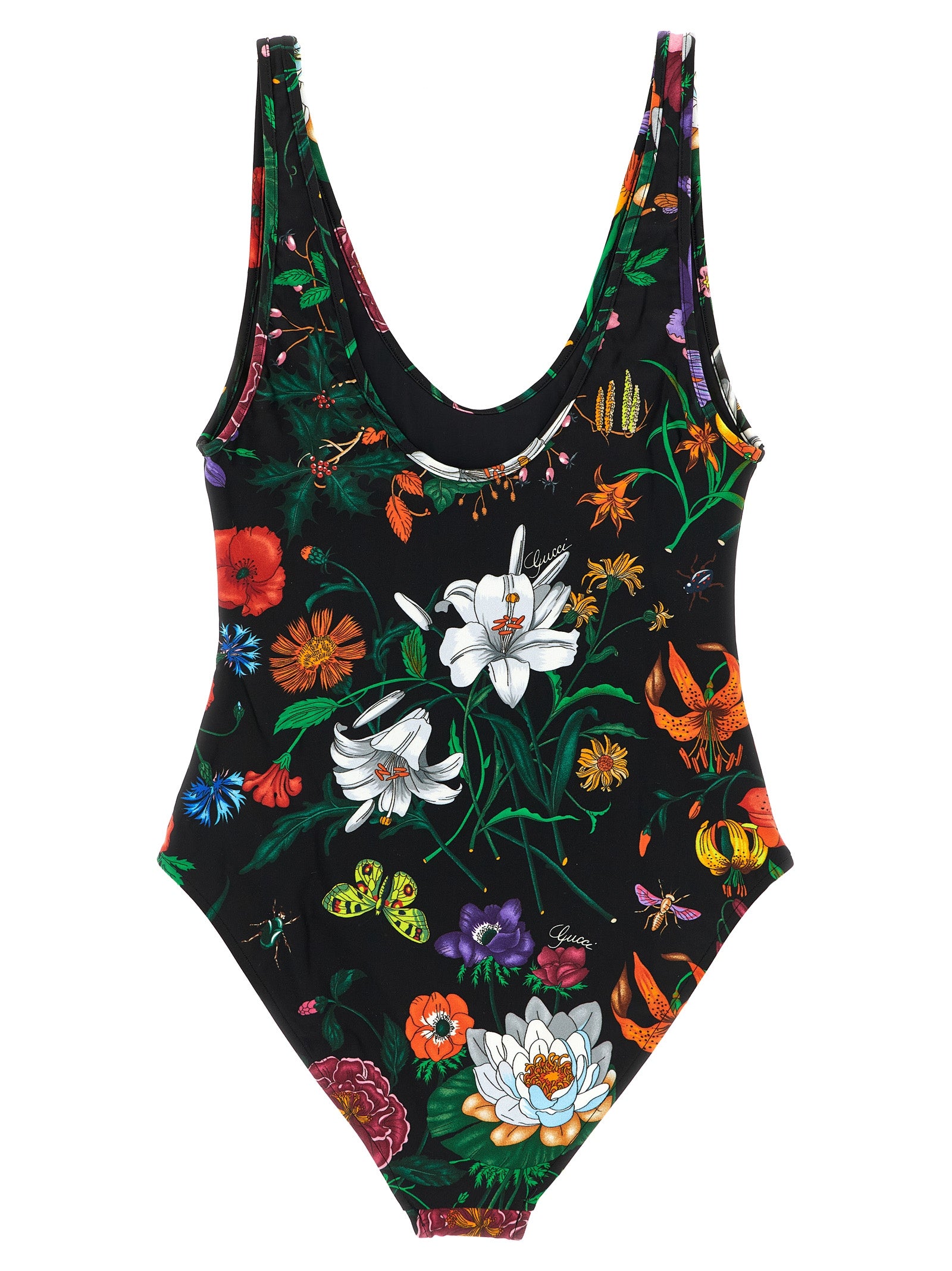 Maillot une pièce noir en polyamide de Gucci, élégant et ajusté, avec détails sophistiqués, parfait pour la plage ou la piscine.