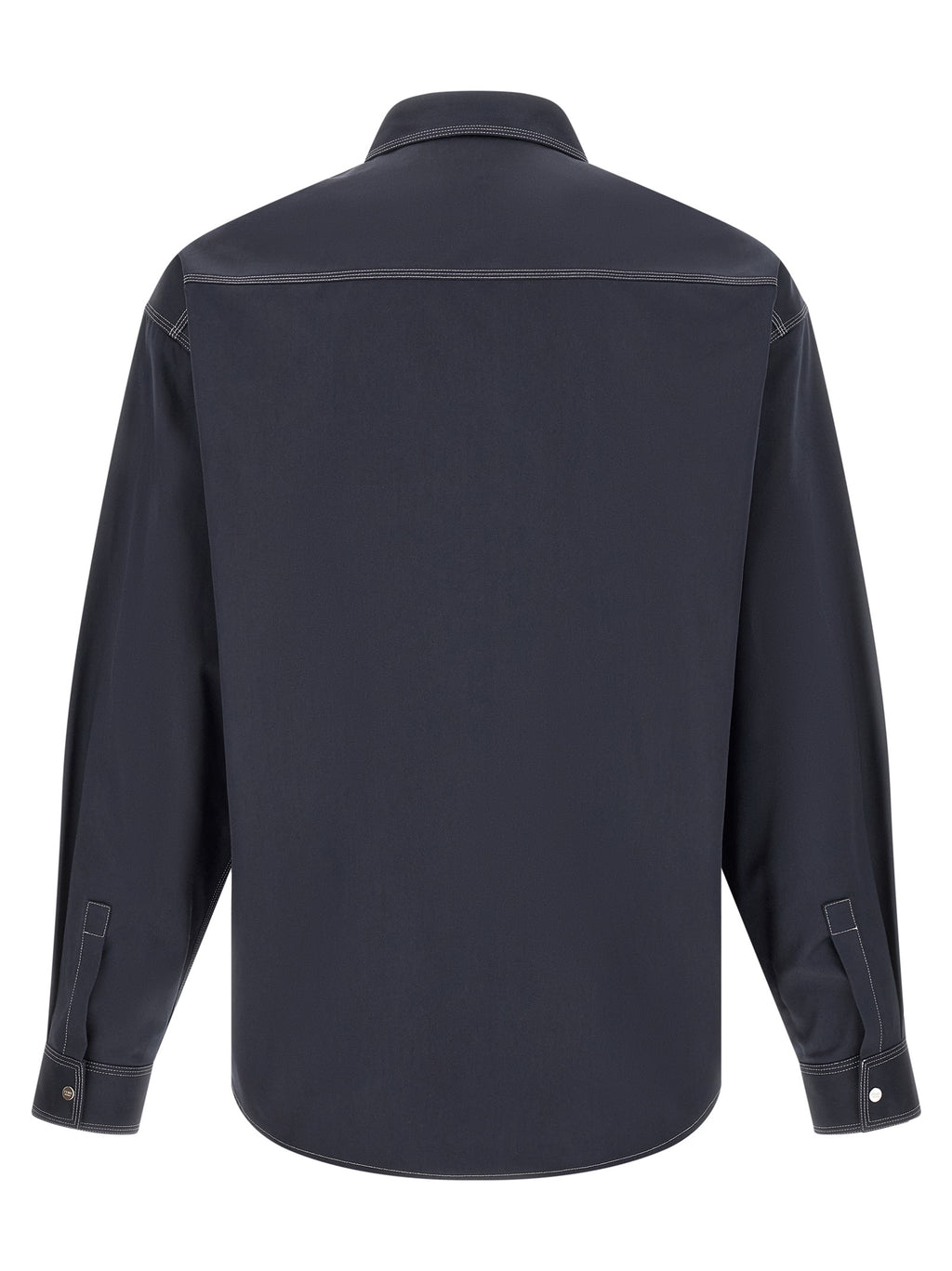 Chemisier en coton bleu Fendi avec détails élégants, visible sur un fond neutre, pour un style sophistiqué et tendance.