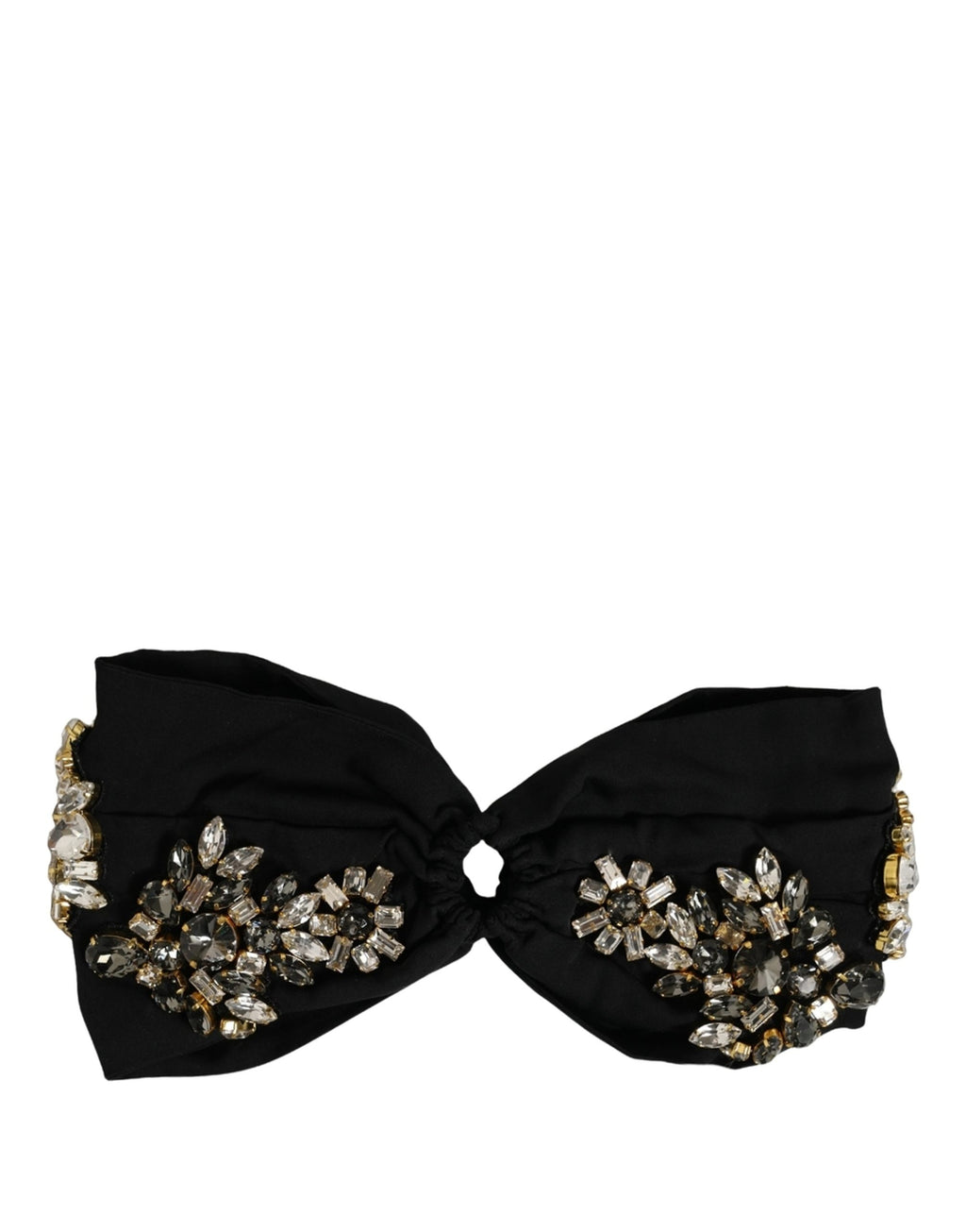 Dolce & Gabbana Black Silk Crystal Embellishment One Size Headband