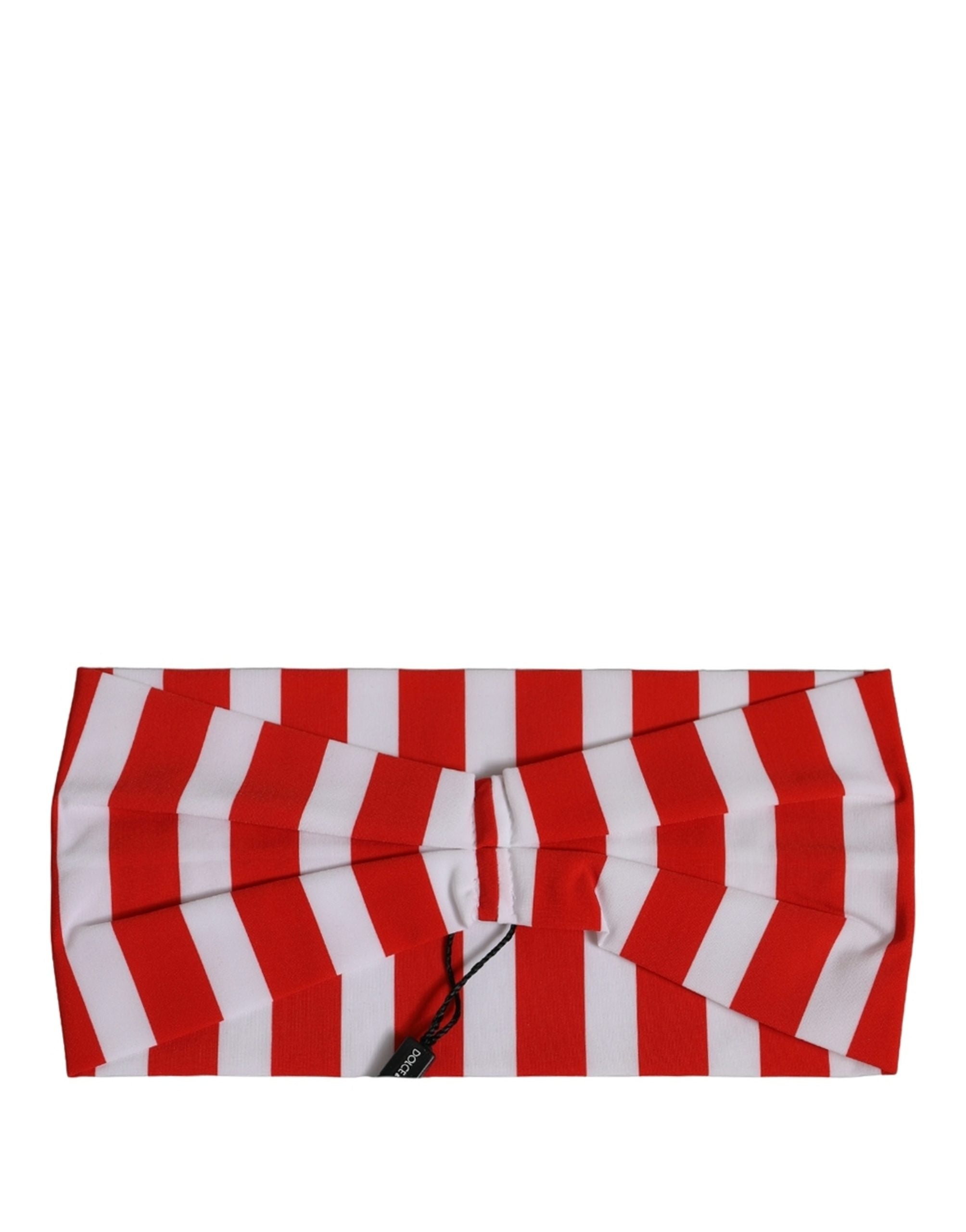 Dolce & Gabbana Red White Stripes Nylon Head Wrap One Size Headband