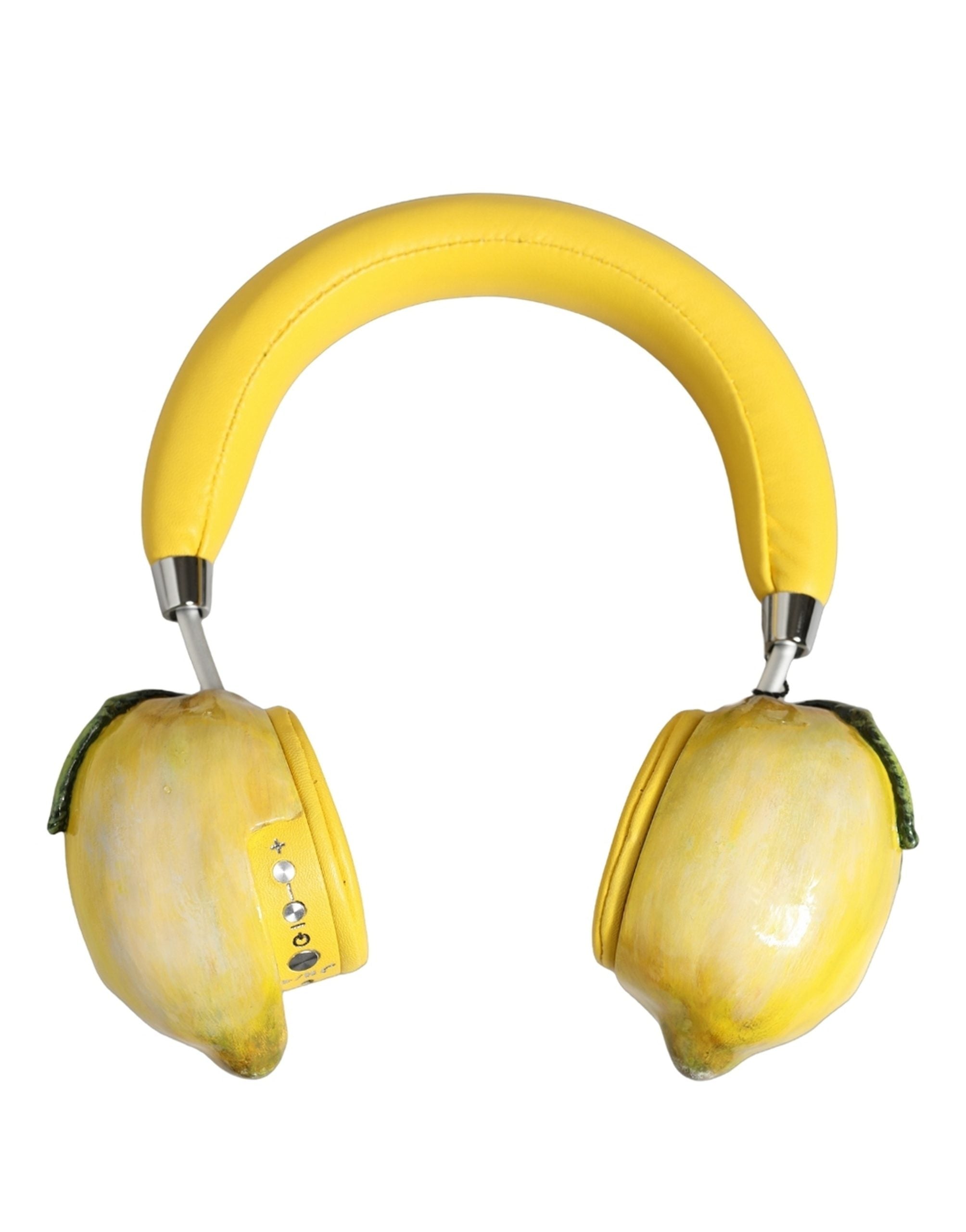 Dolce & Gabbana Yellow Vibrant Lemon Leather Headset Headphones